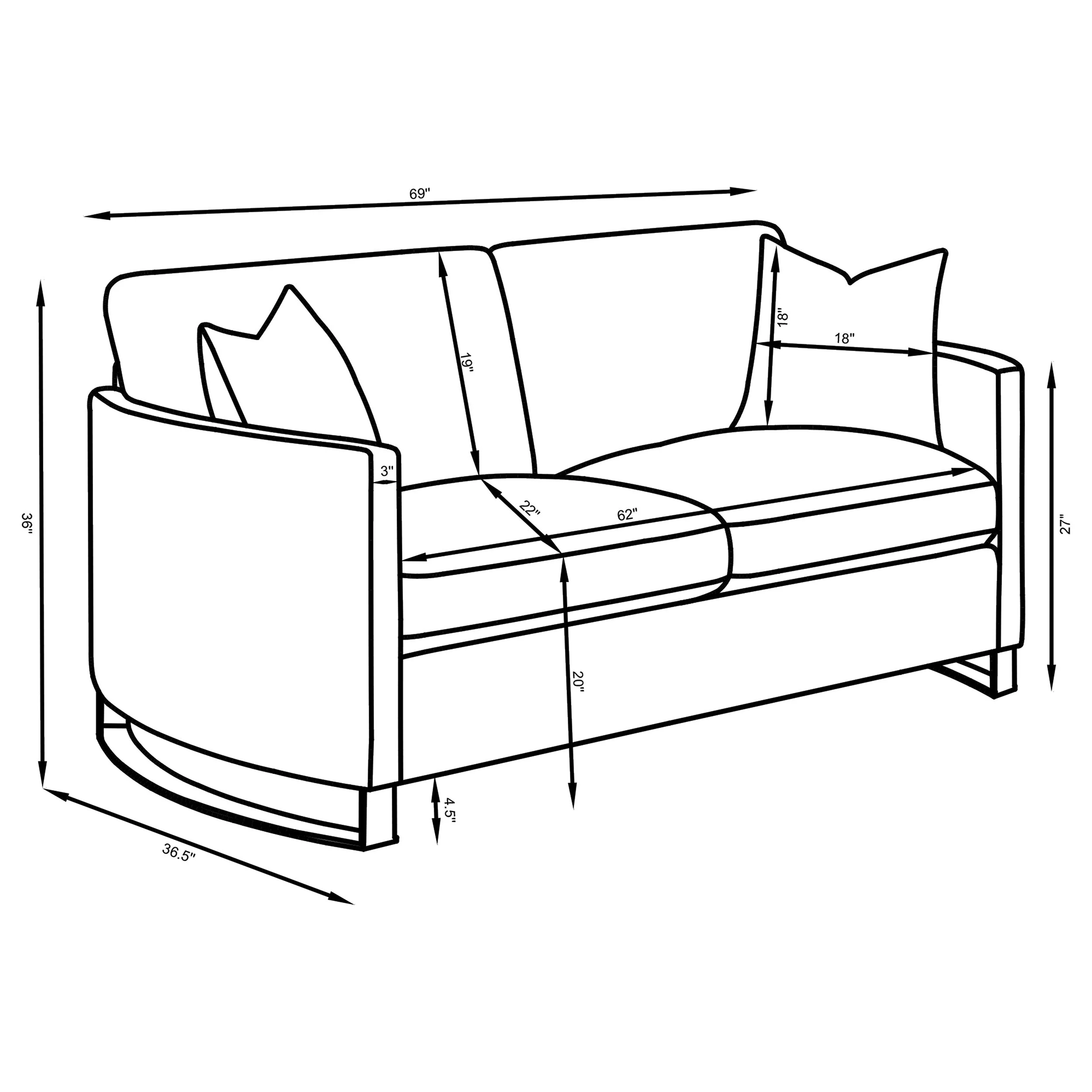 Corliss Upholstered Curved Track Arm Loveseat - Image 22