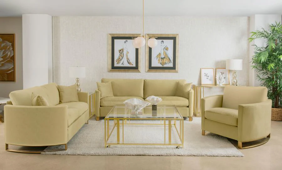 Corliss Velvet Upholstered Sofa Set - Image 4