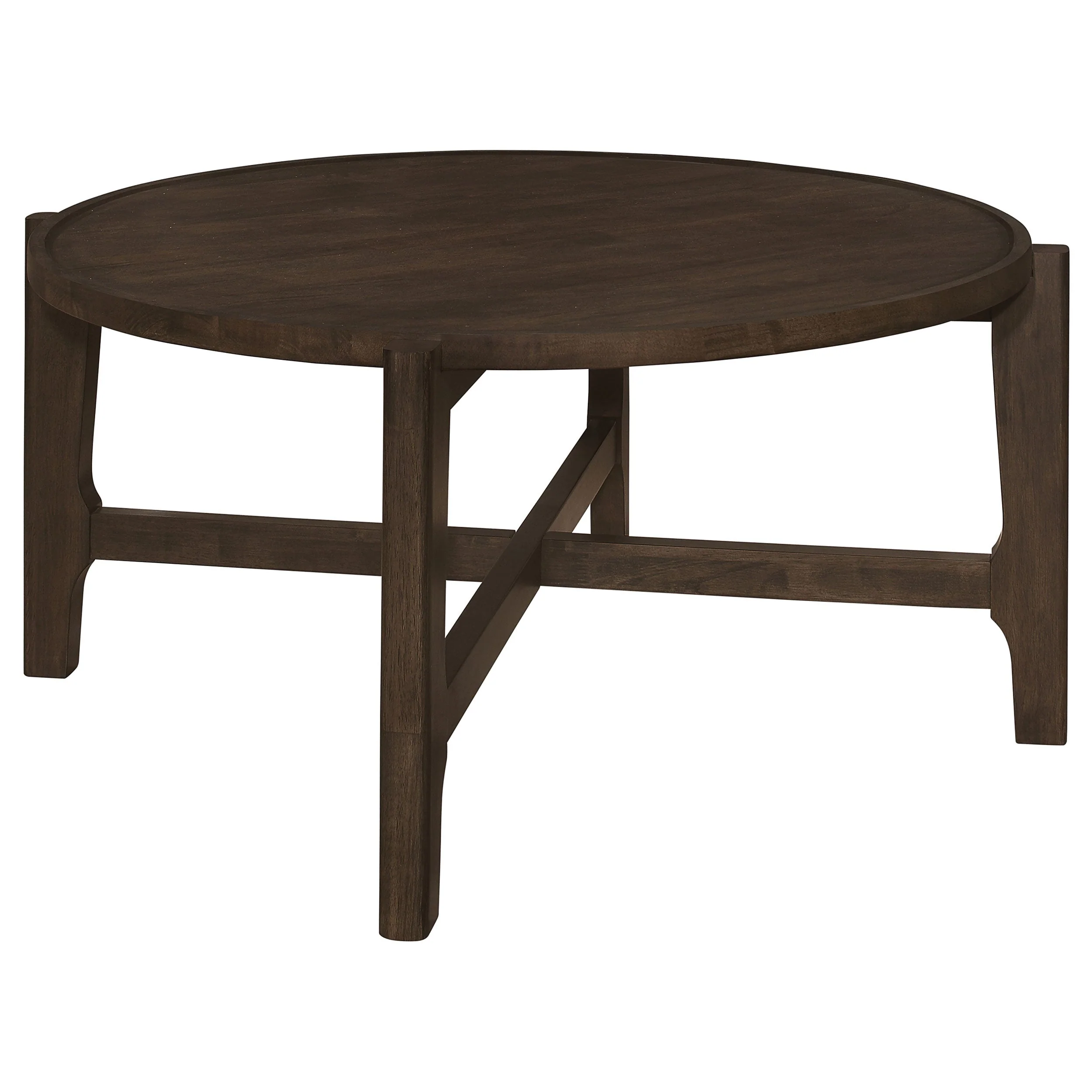 Cota Round Solid Wood Coffee Table Dark Brown - Image 2