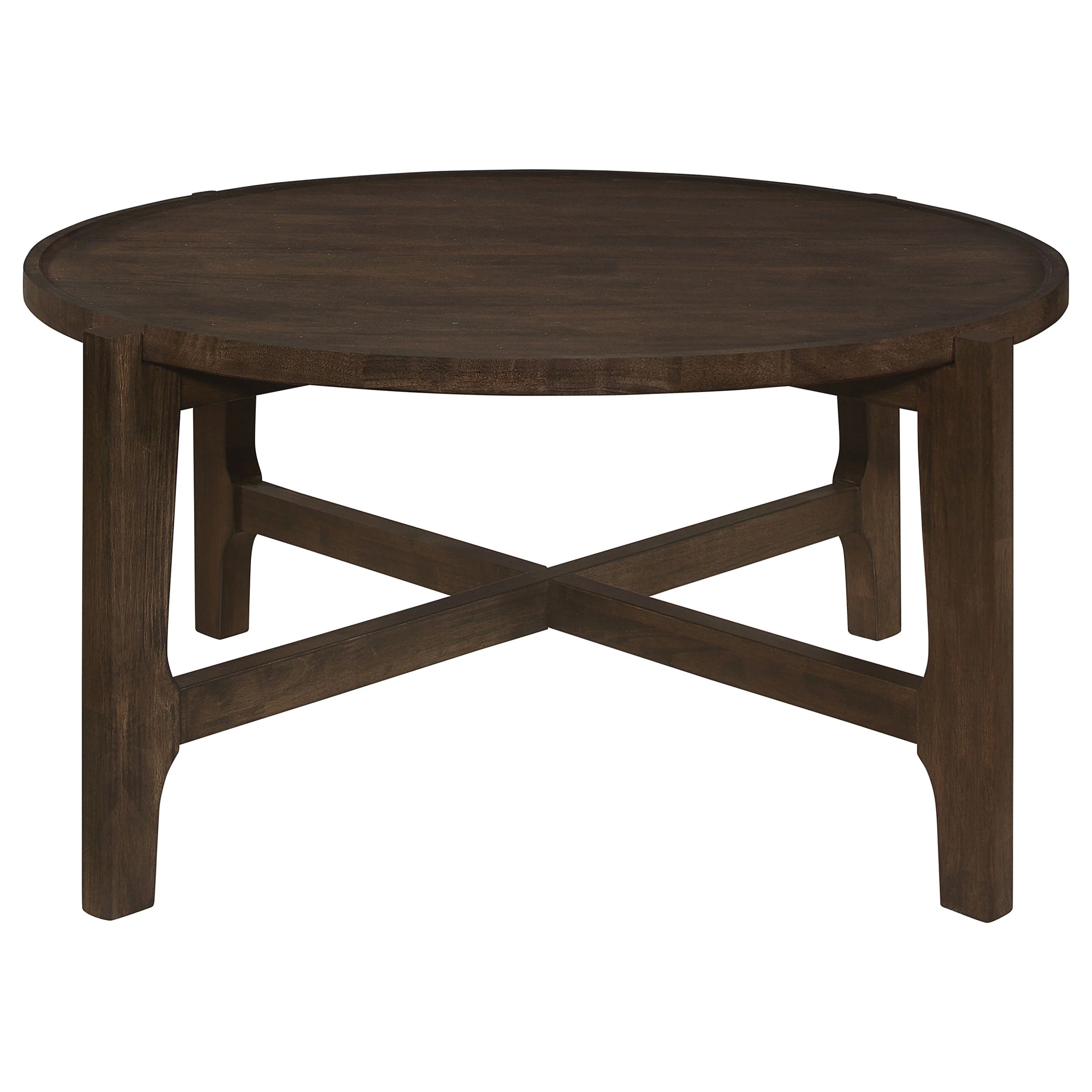 Cota Round Solid Wood Coffee Table Dark Brown - Image 4