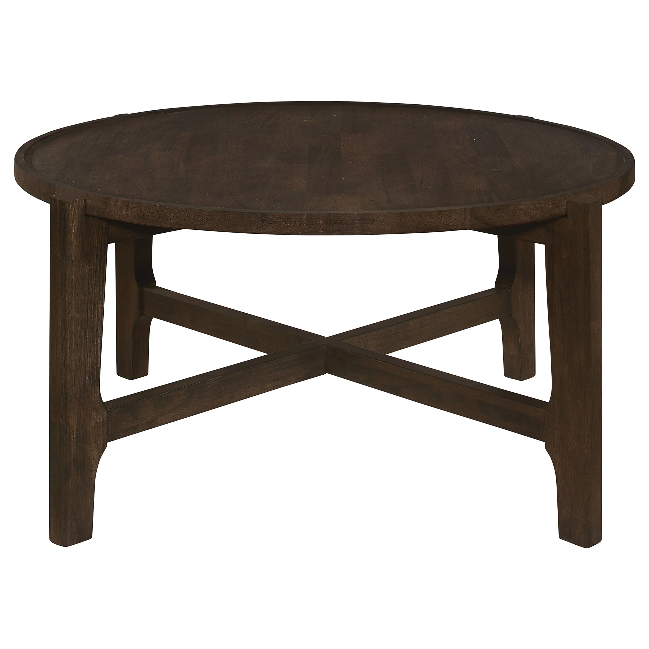 Cota Round Solid Wood Coffee Table Dark Brown - Image 5