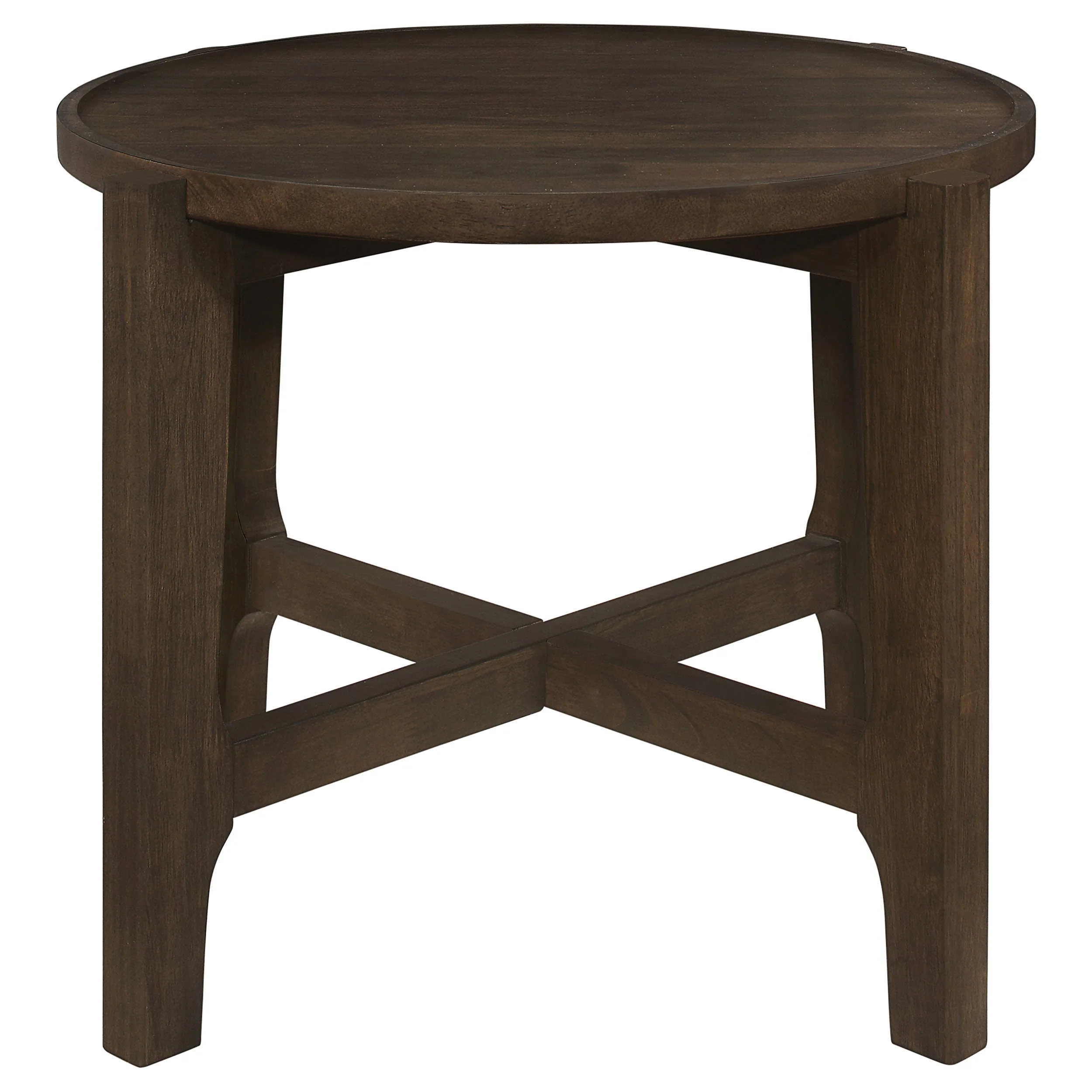 Cota Round Solid Wood End Table Dark Brown - Image 4