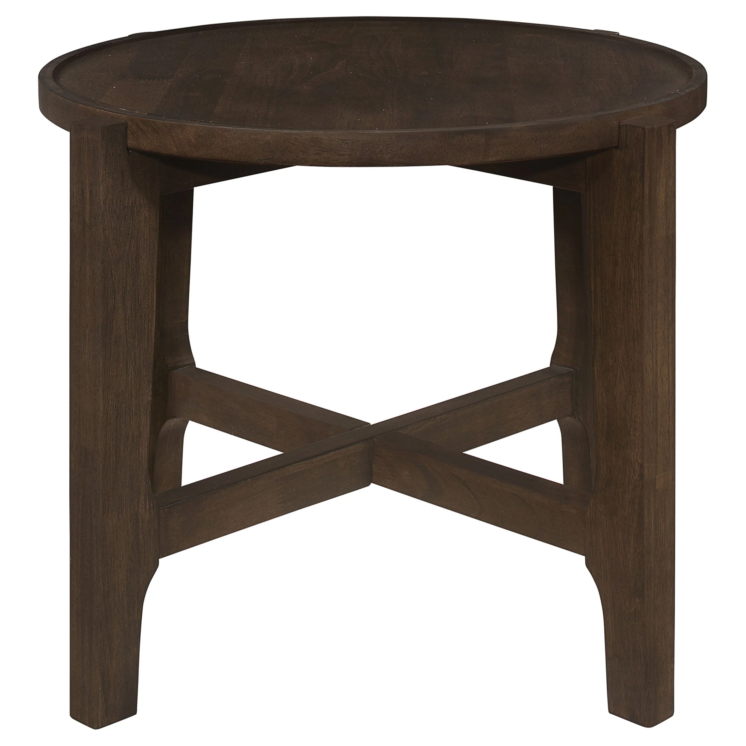 Cota Round Solid Wood End Table Dark Brown - Image 5
