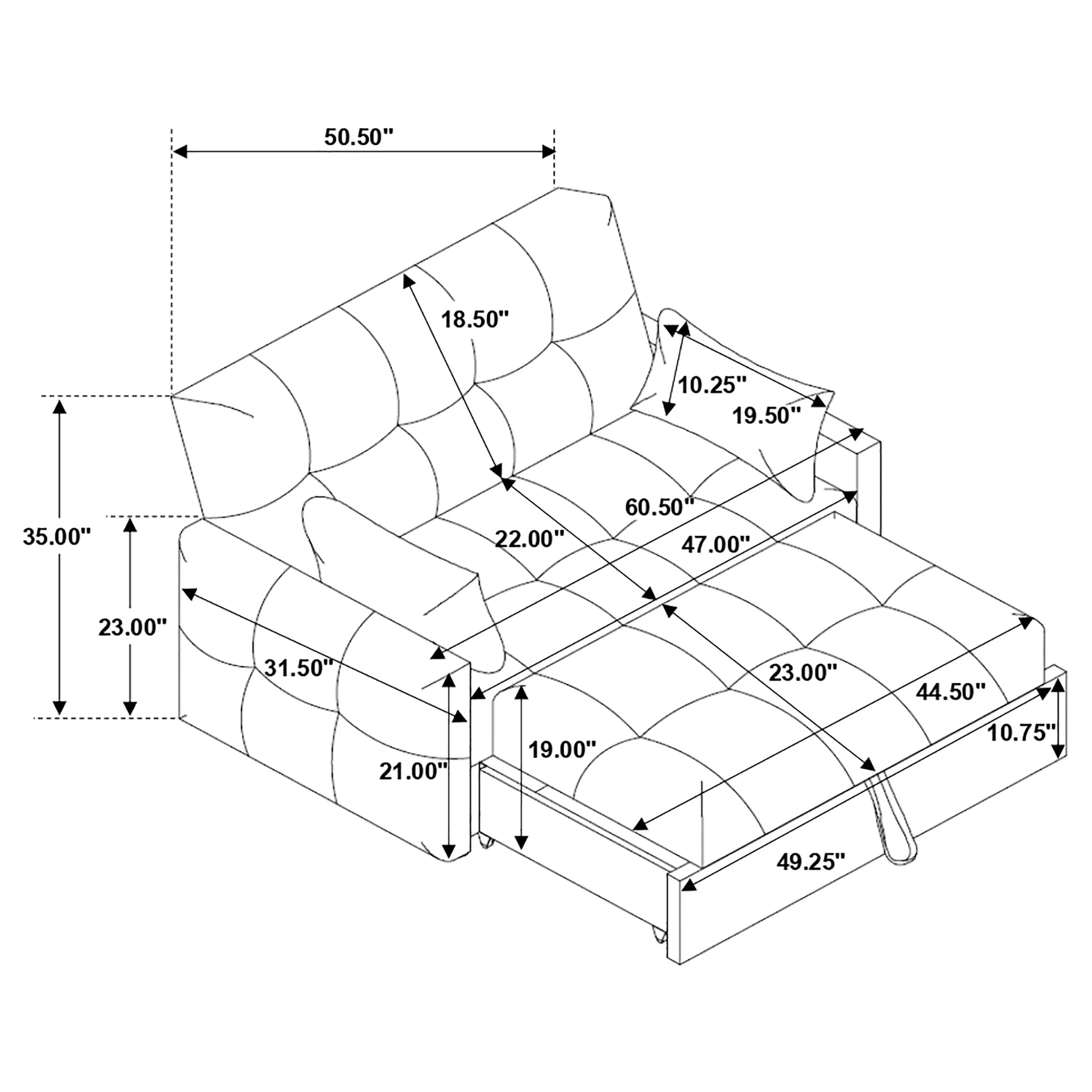 Cotswold Upholstered Convertible Sleeper Sofa Bed - Image 18