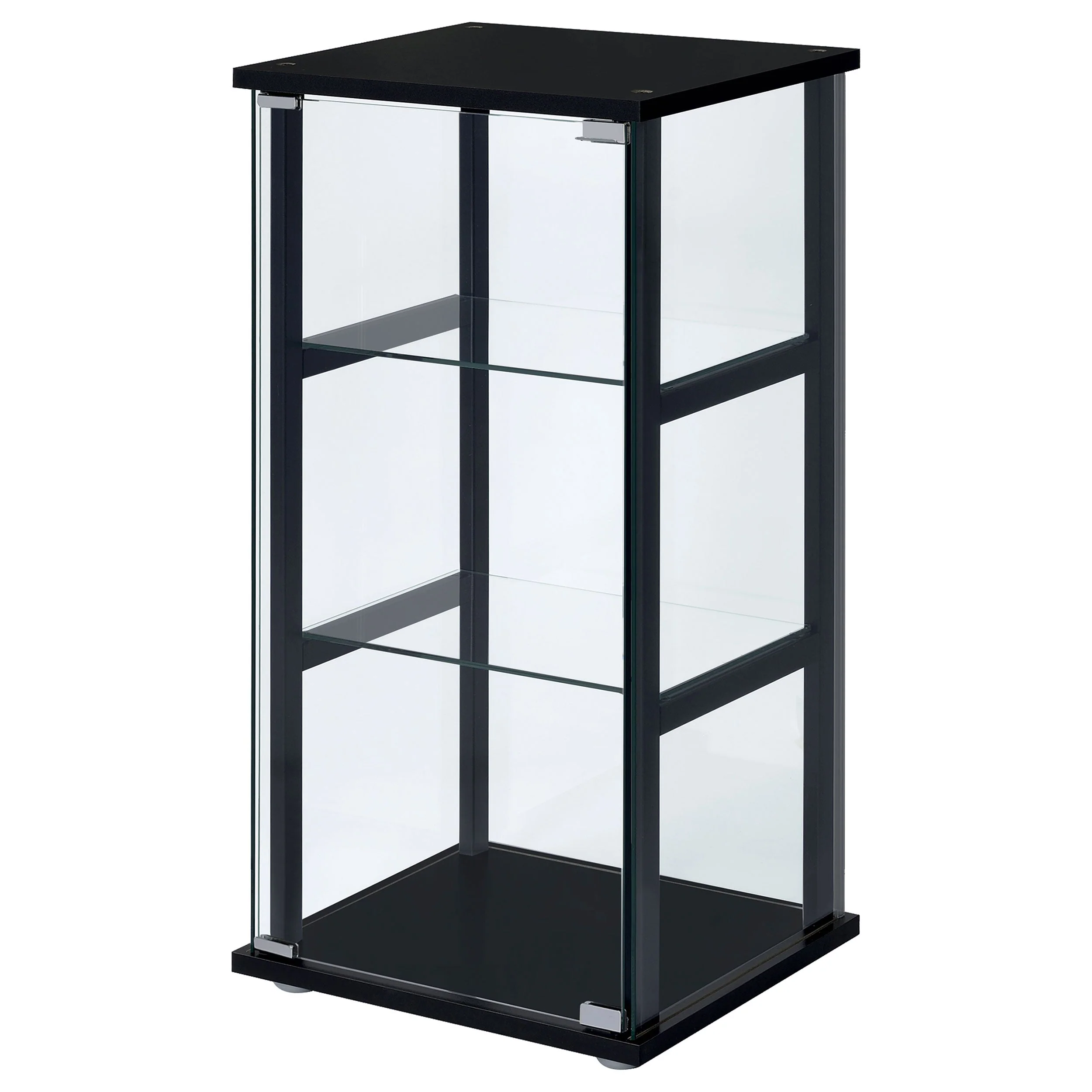 Cyclamen 3-shelf Clear Glass Curio Display Cabinet Black - Image 5