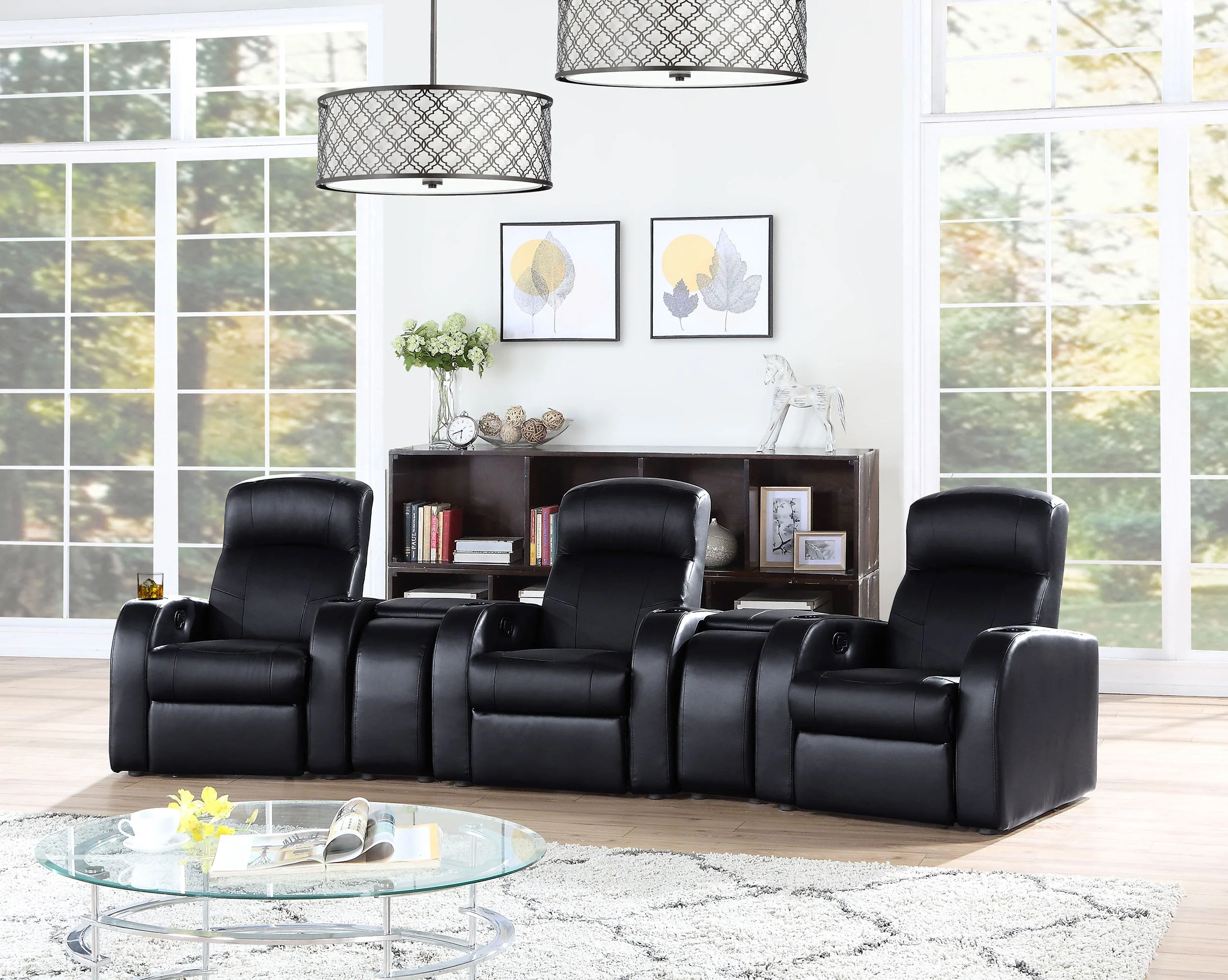 Cyrus Upholstered Home Theater Storage Wedge Console - Image 16