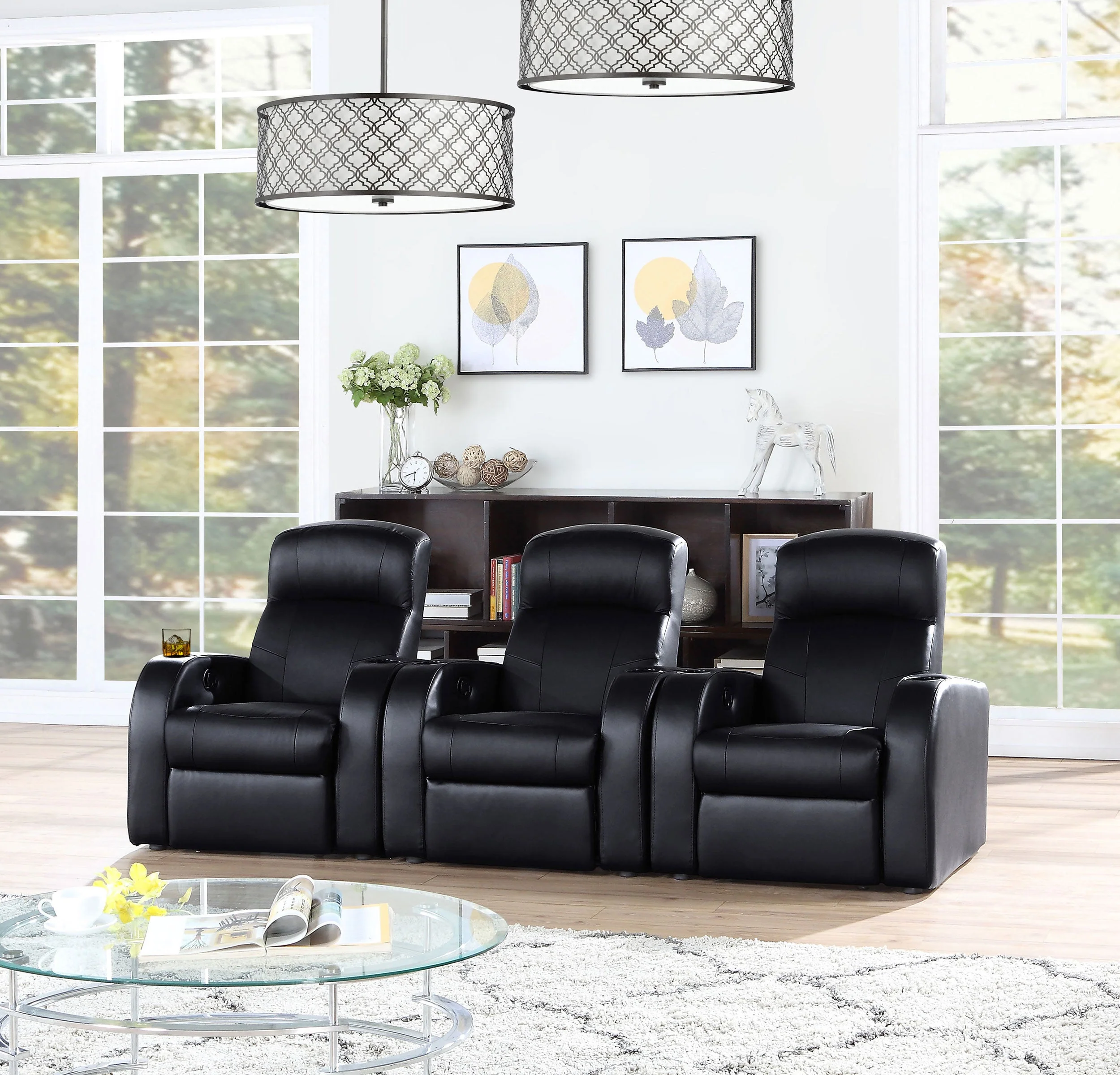 Cyrus Upholstered Home Theater Storage Wedge Console - Image 17