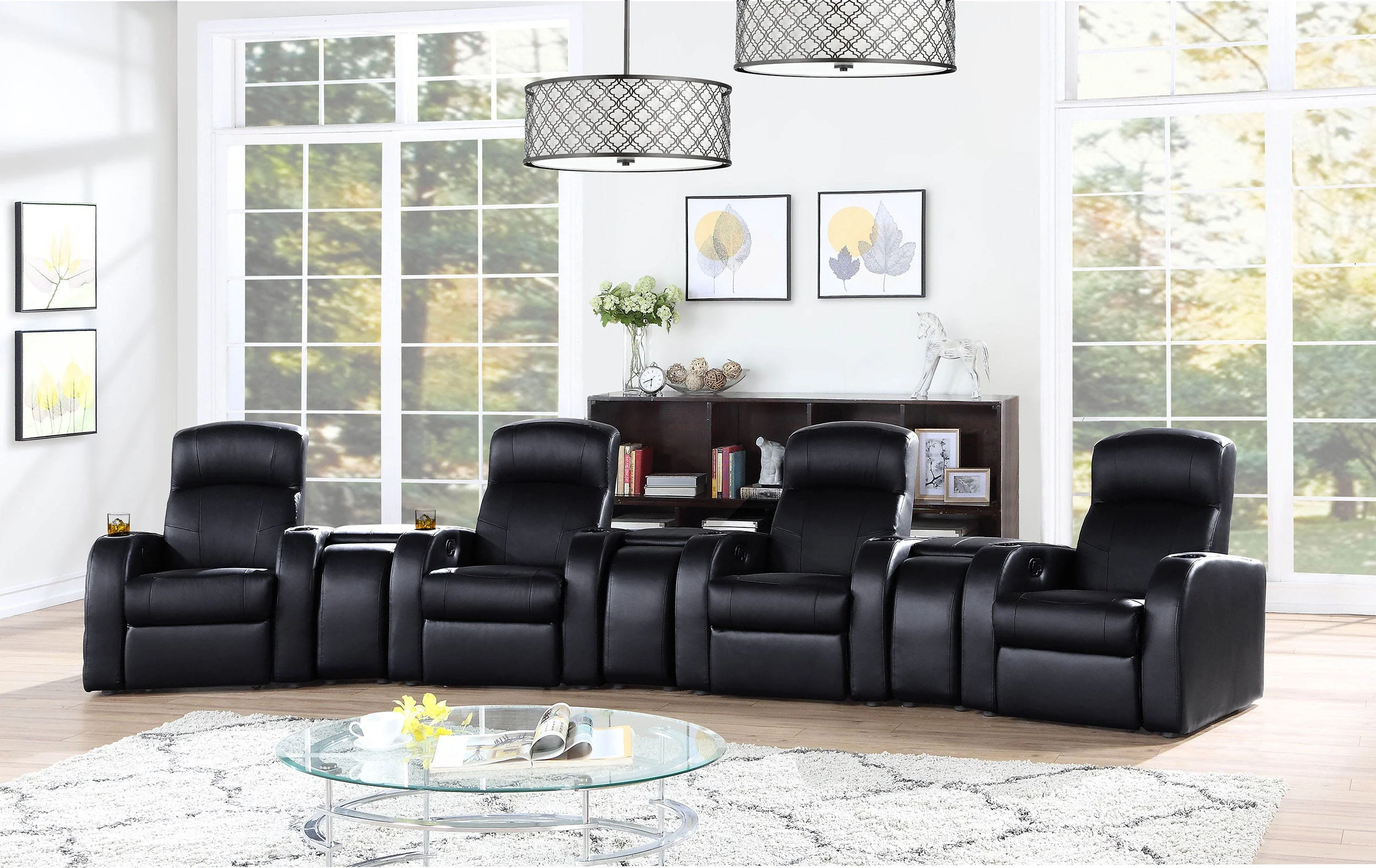 Cyrus Upholstered Home Theater Storage Wedge Console - Image 18