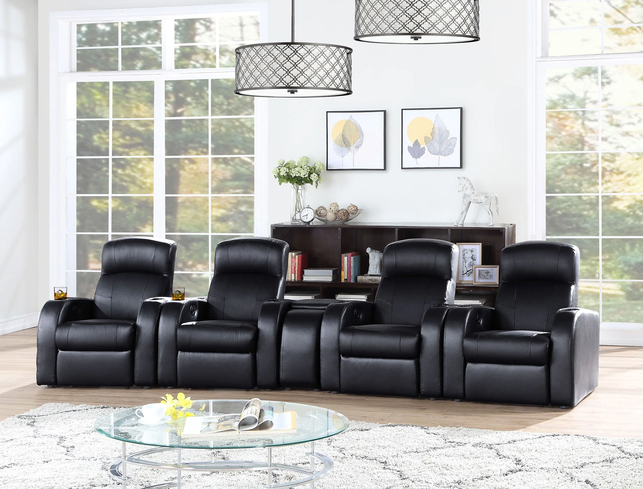 Cyrus Upholstered Home Theater Storage Wedge Console - Image 19