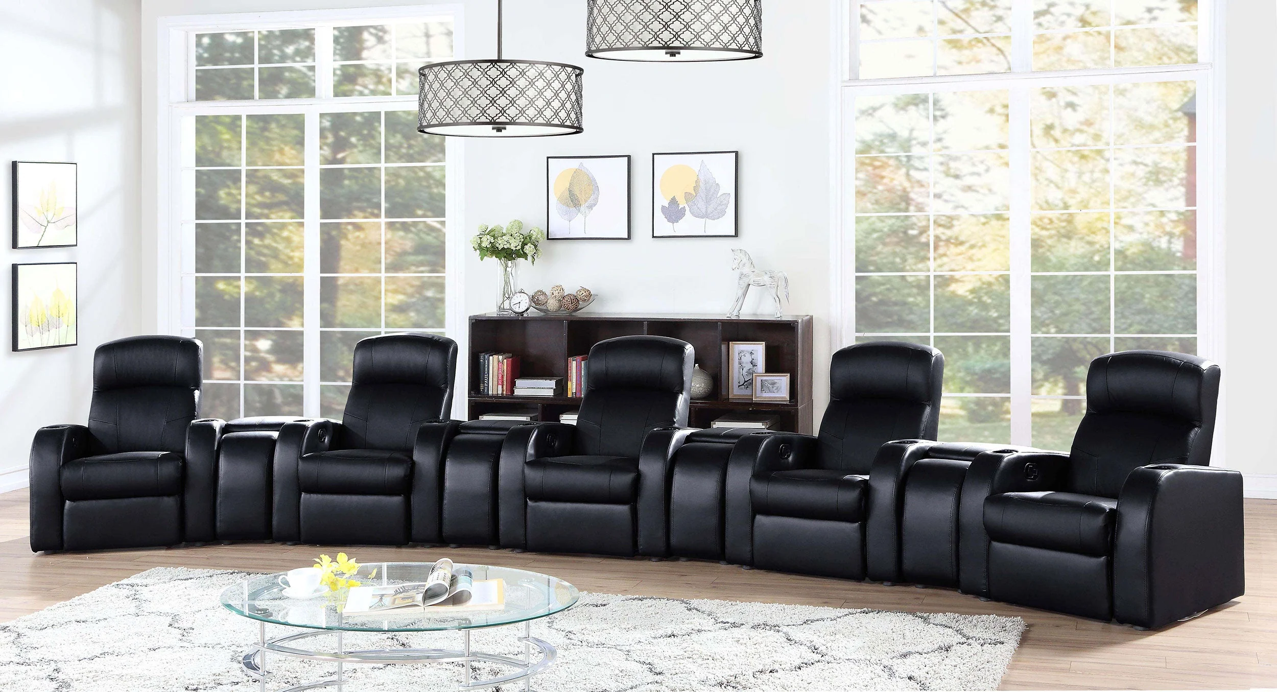 Cyrus Upholstered Home Theater Storage Wedge Console - Image 20