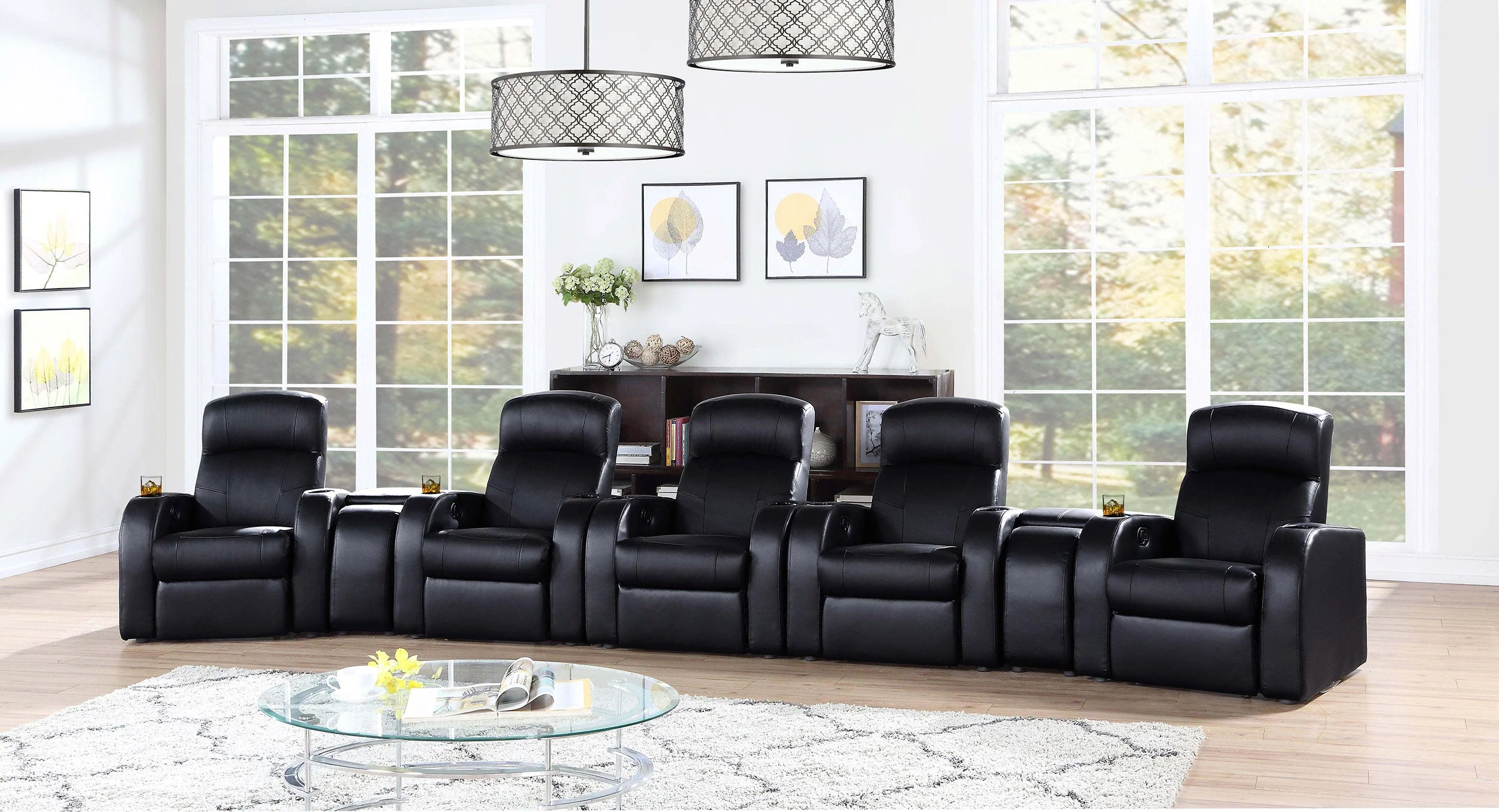 Cyrus Upholstered Home Theater Storage Wedge Console - Image 21