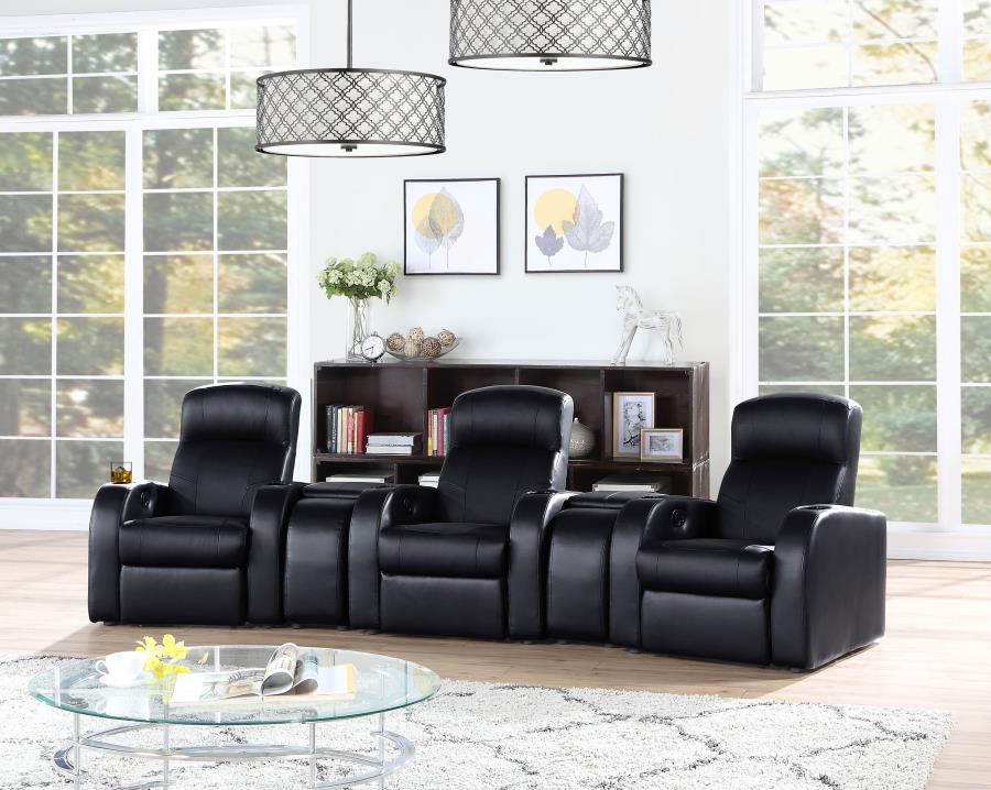 Cyrus Upholstered Home Theater Storage Wedge Console - Image 3