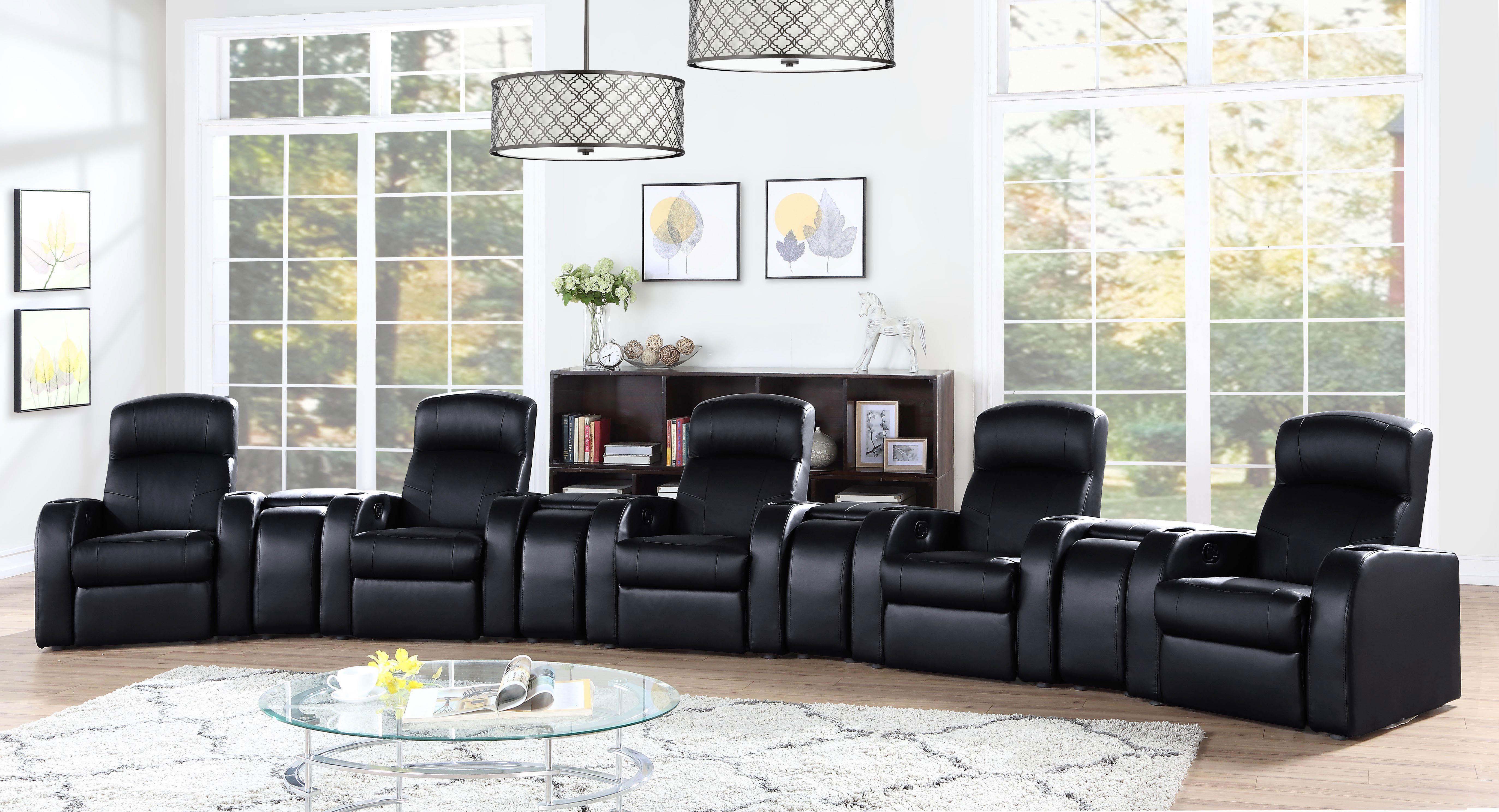 Cyrus Upholstered Home Theater Storage Wedge Console - Image 50