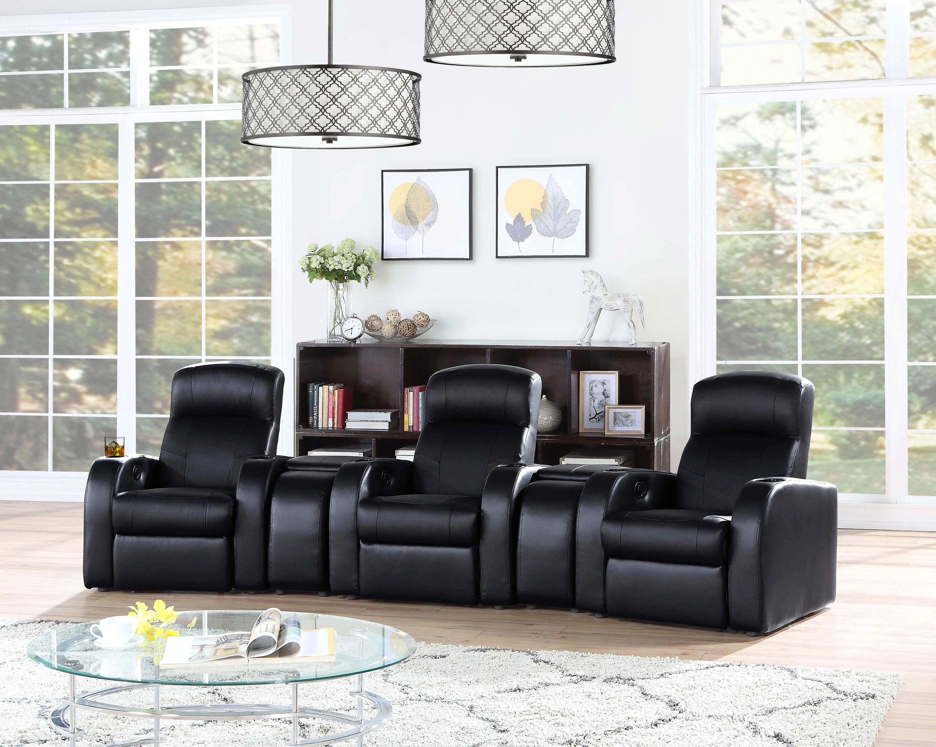 Cyrus Upholstered Track Arm Recliner Black - Image 11
