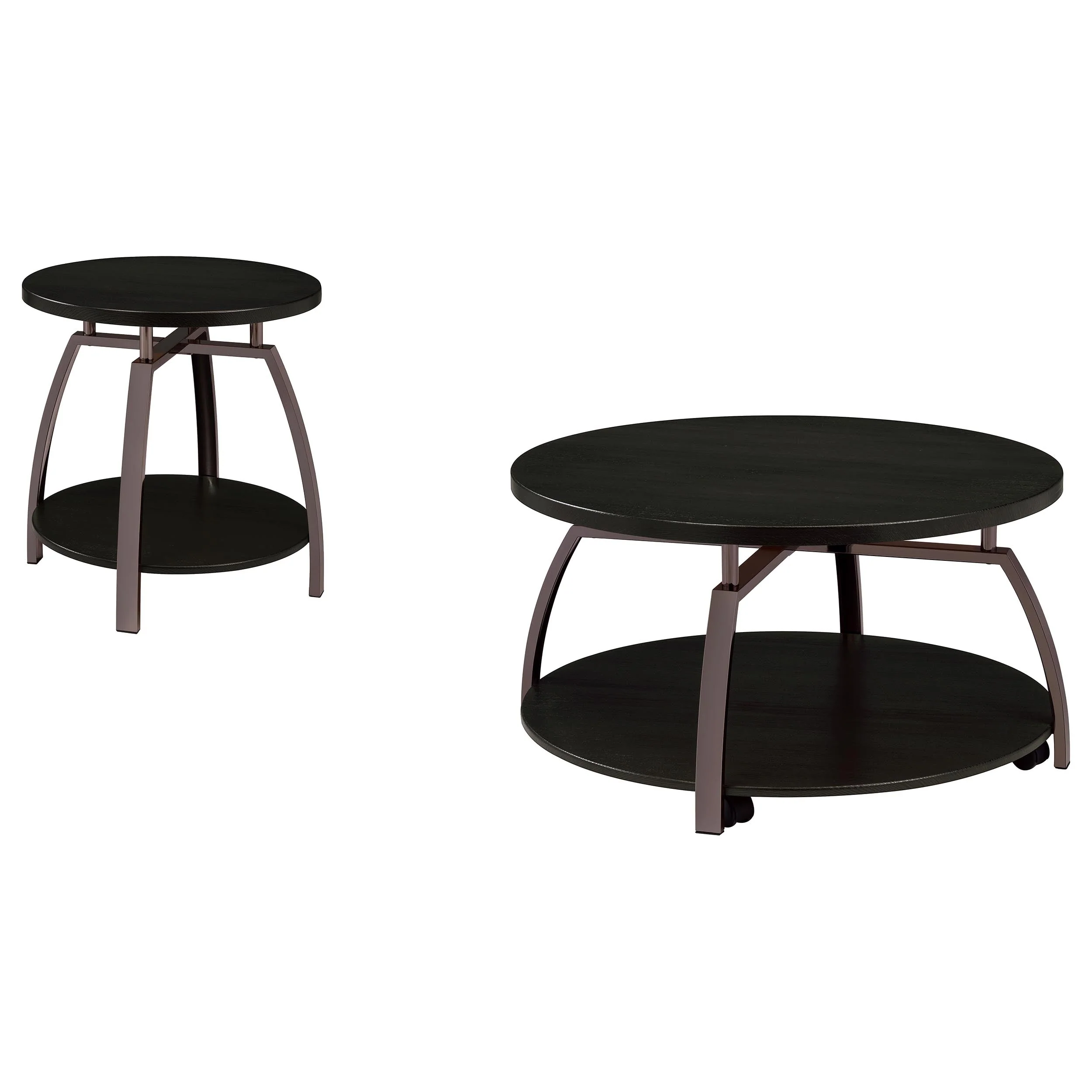 Dacre Round Coffee and End Table Set Dark Charcoal - Image 5