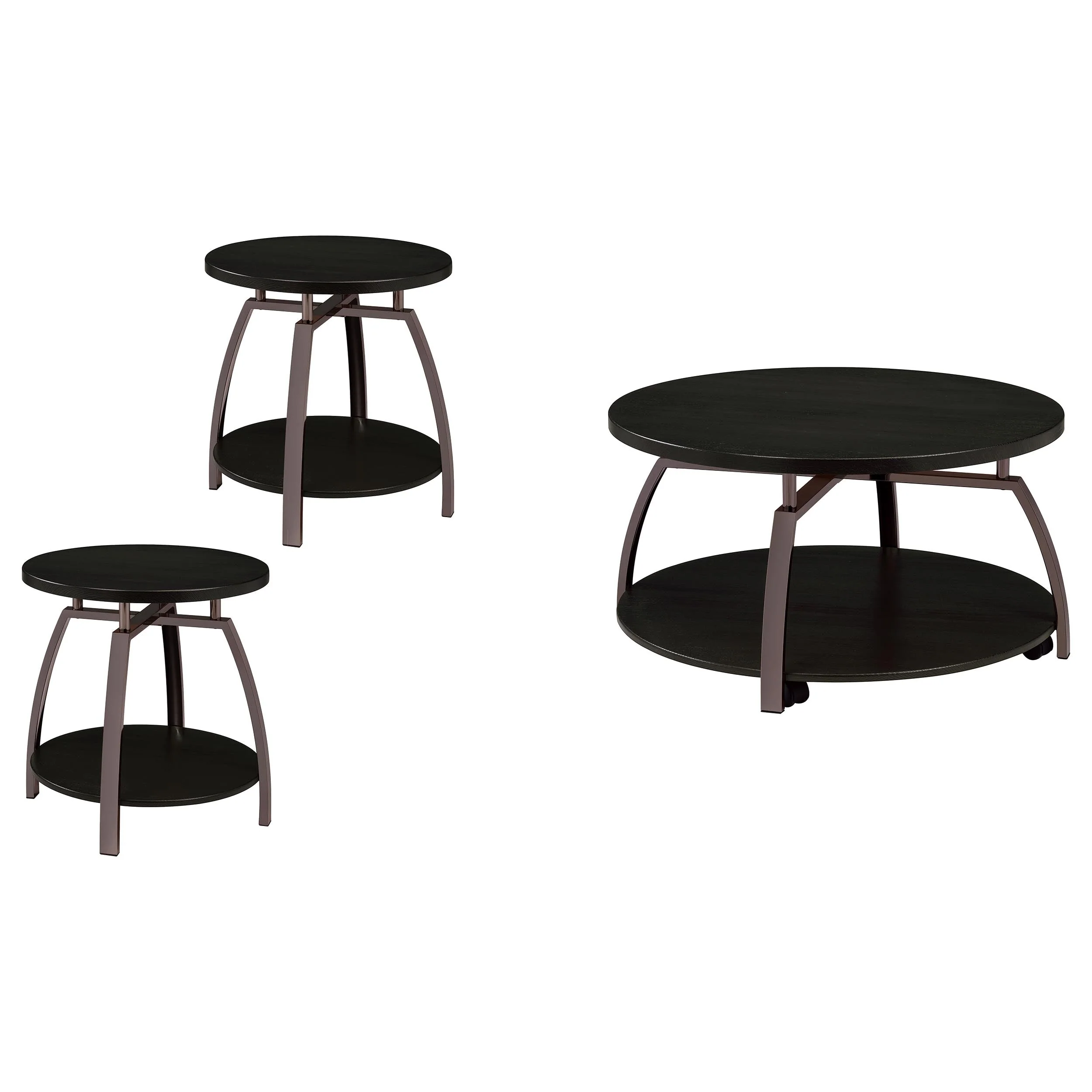 Dacre Round Coffee and End Table Set Dark Charcoal - Image 6