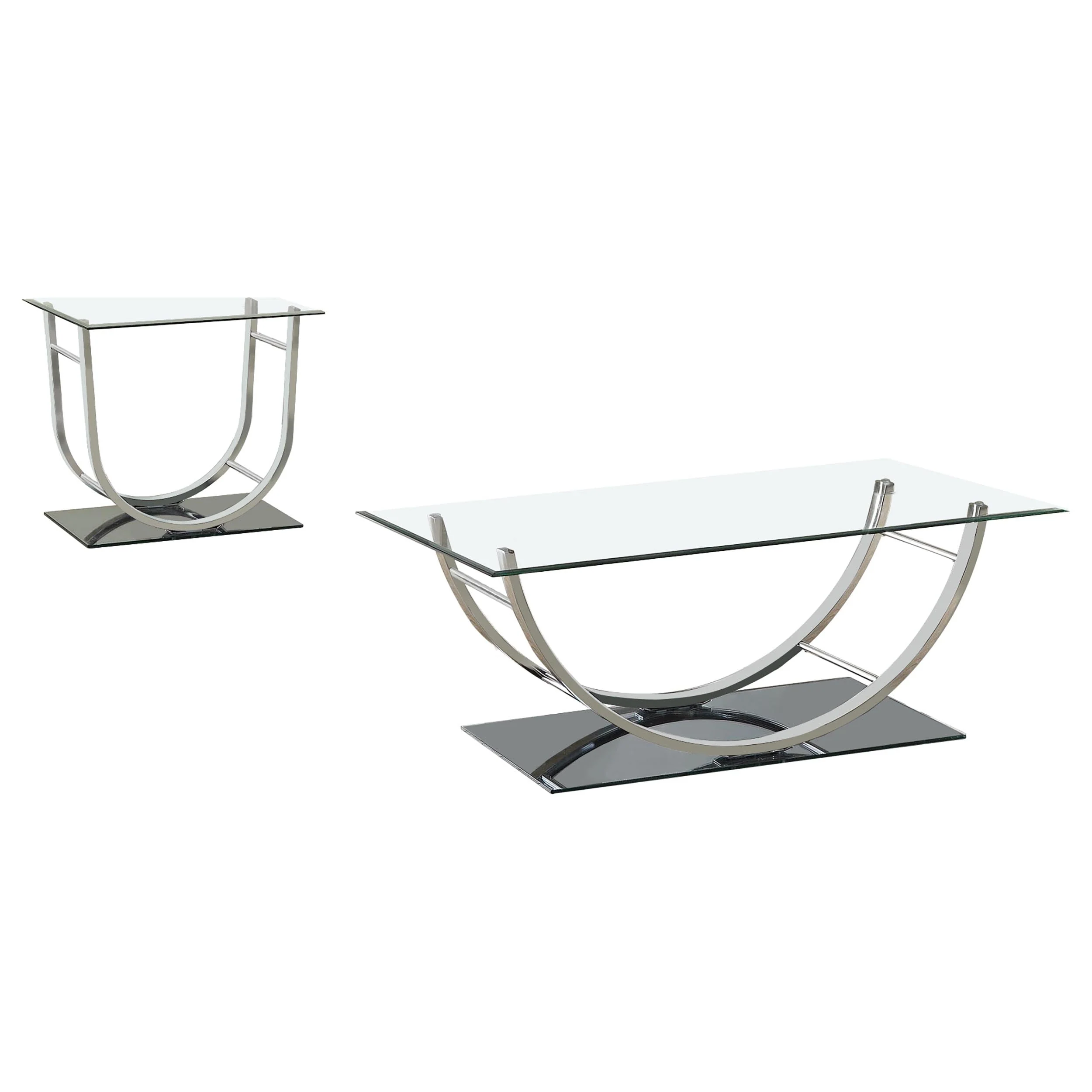 Danville Glass Top Coffee and End Table Set Chrome - Image 5