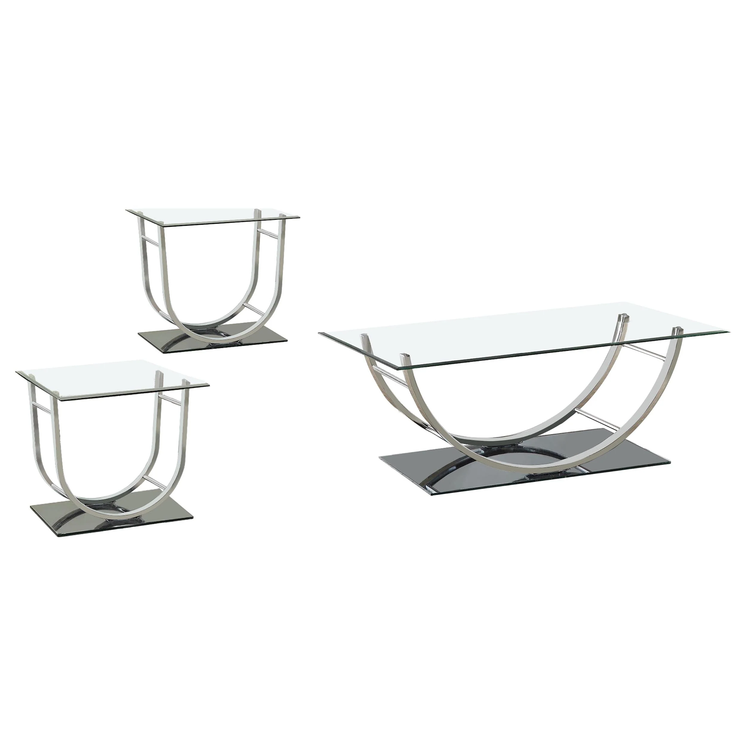 Danville Glass Top Coffee and End Table Set Chrome - Image 6