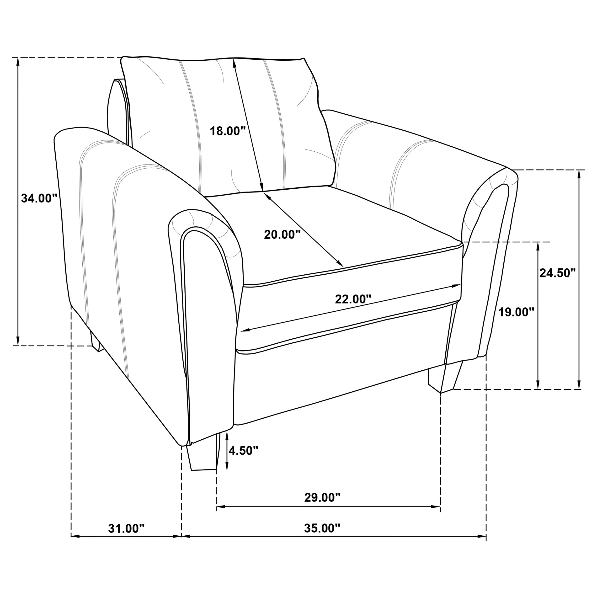 Davis Upholstered Rolled Arm Accent Chair Grey - Image 11