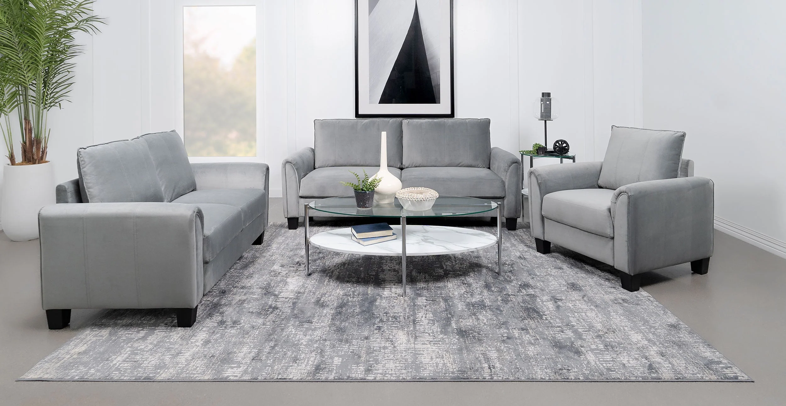 Davis Upholstered Rolled Arm Sofa Grey - Image 12