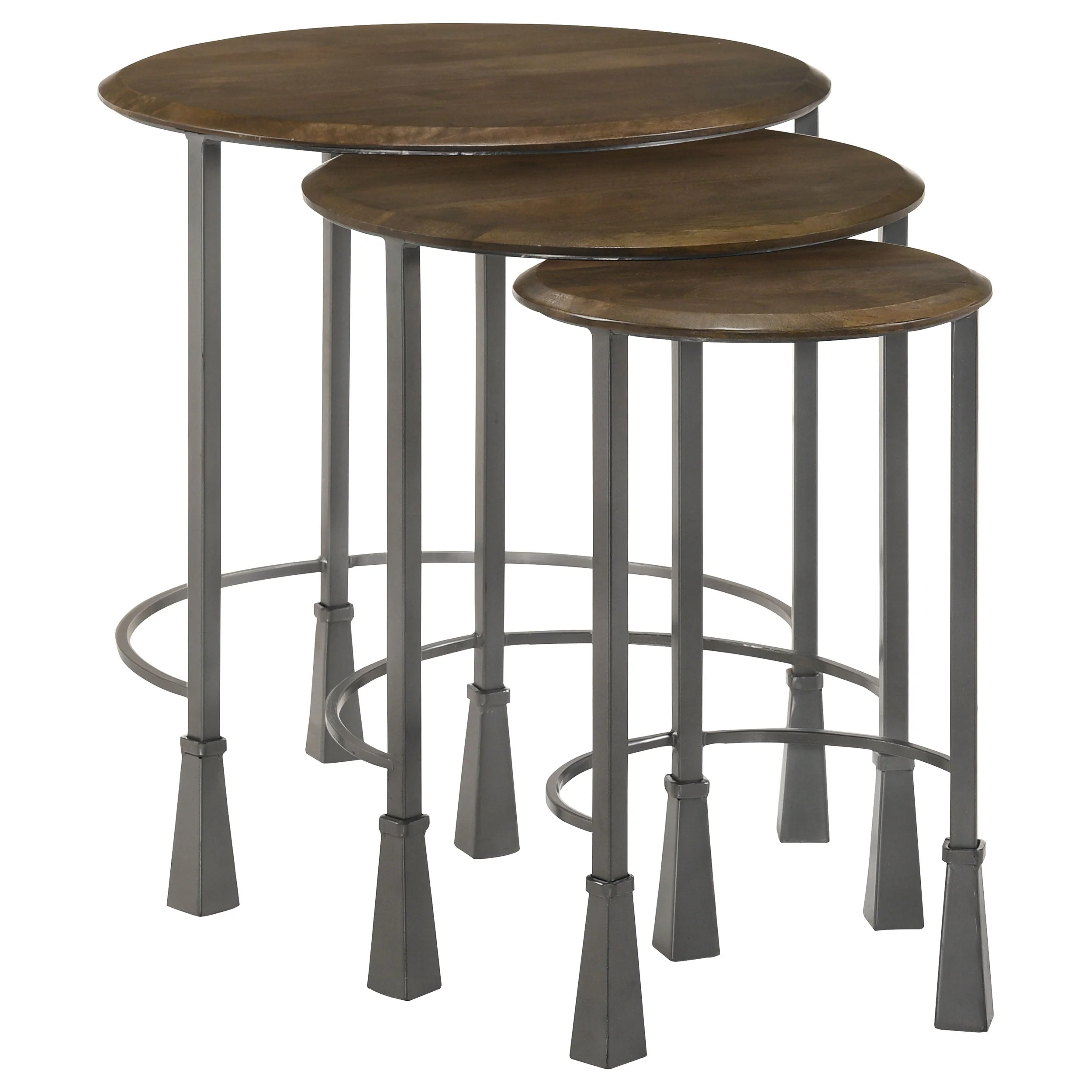 Deja 3-piece Round Nesting Table Set Natural and Gunmetal - Image 2