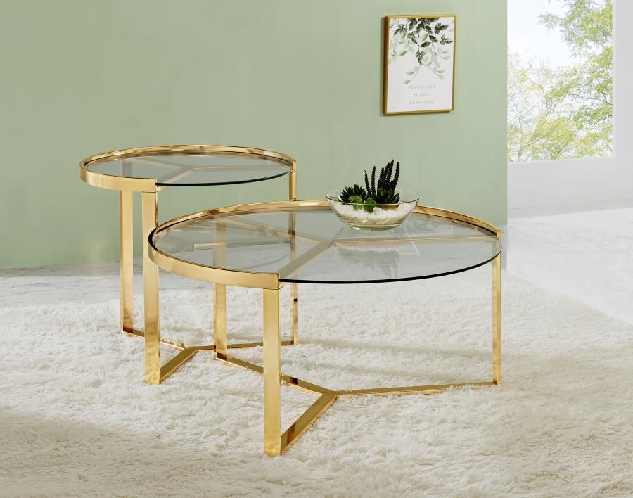 Delia Round Glass Top Nesting Coffee Table - Image 2