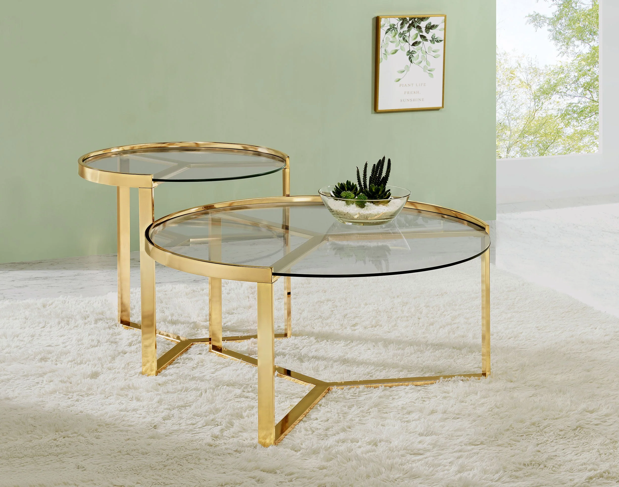 Delia Round Glass Top Nesting Coffee Table - Image 5