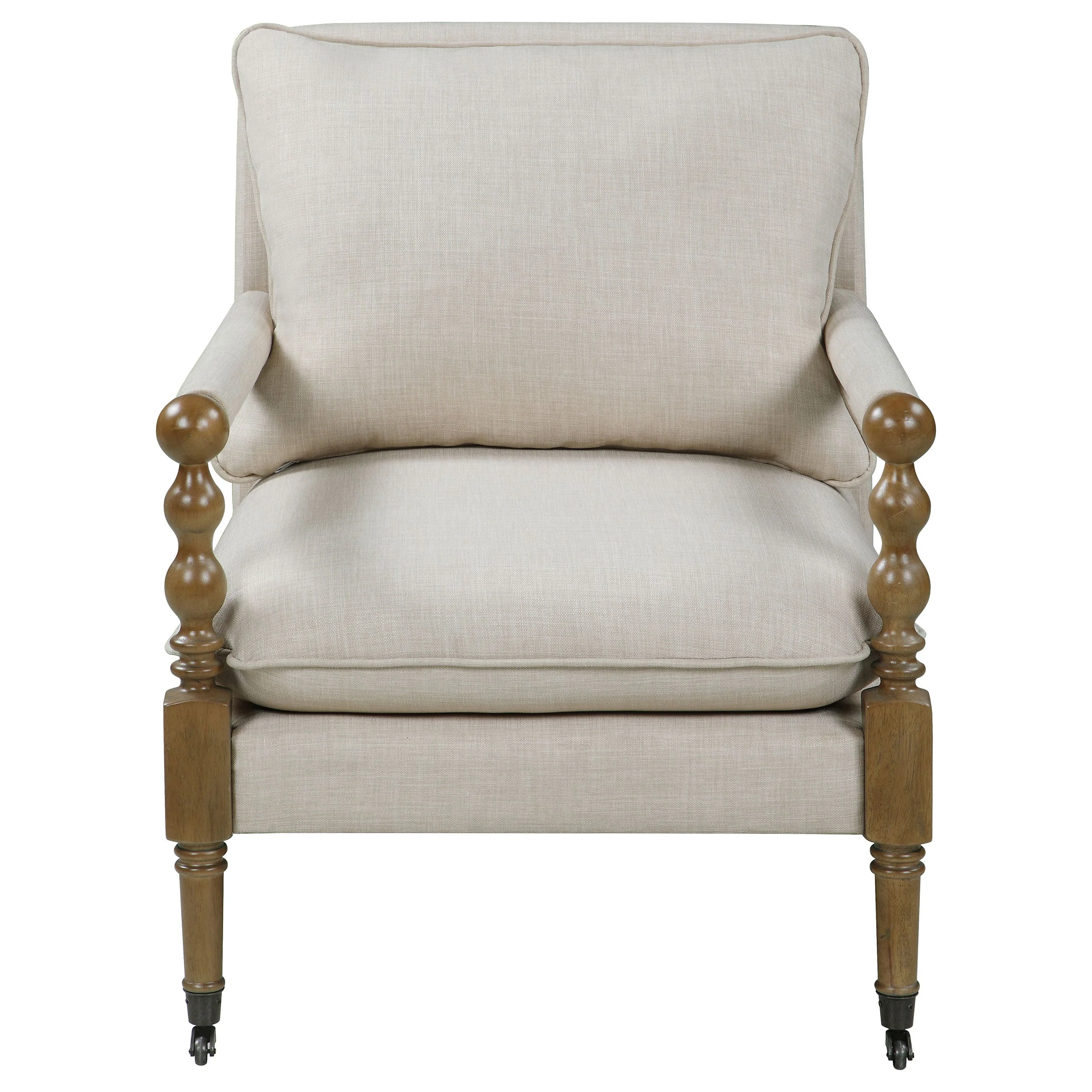 Dempsy Upholstered Accent Chair with Casters Beige - Image 4