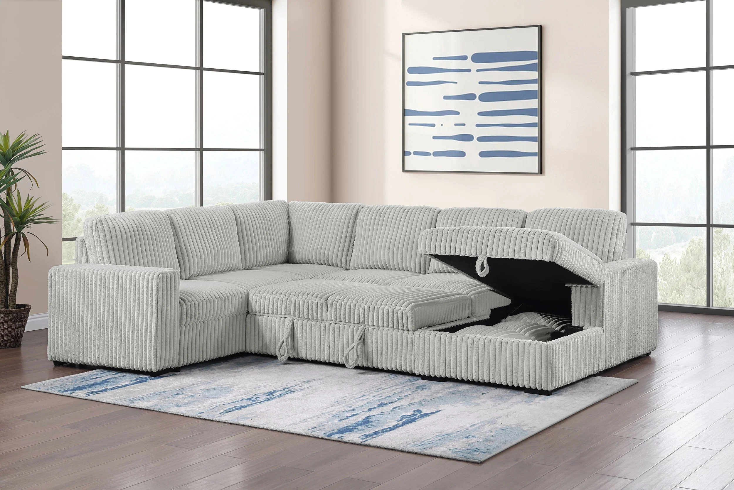 Devonshire Sleeper Sectional Sofa Storage Chaise - Image 17