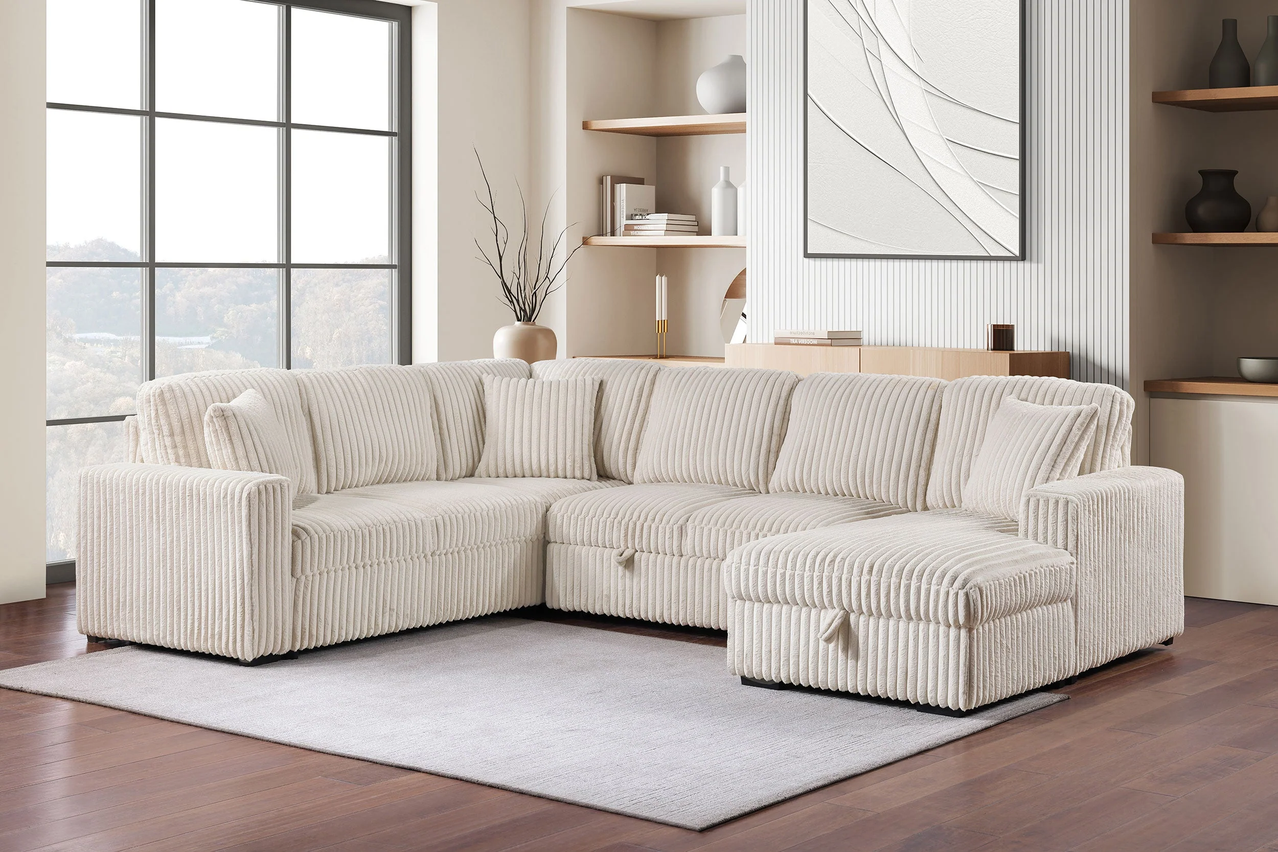 Devonshire Sleeper Sectional Sofa Storage Chaise - Image 7
