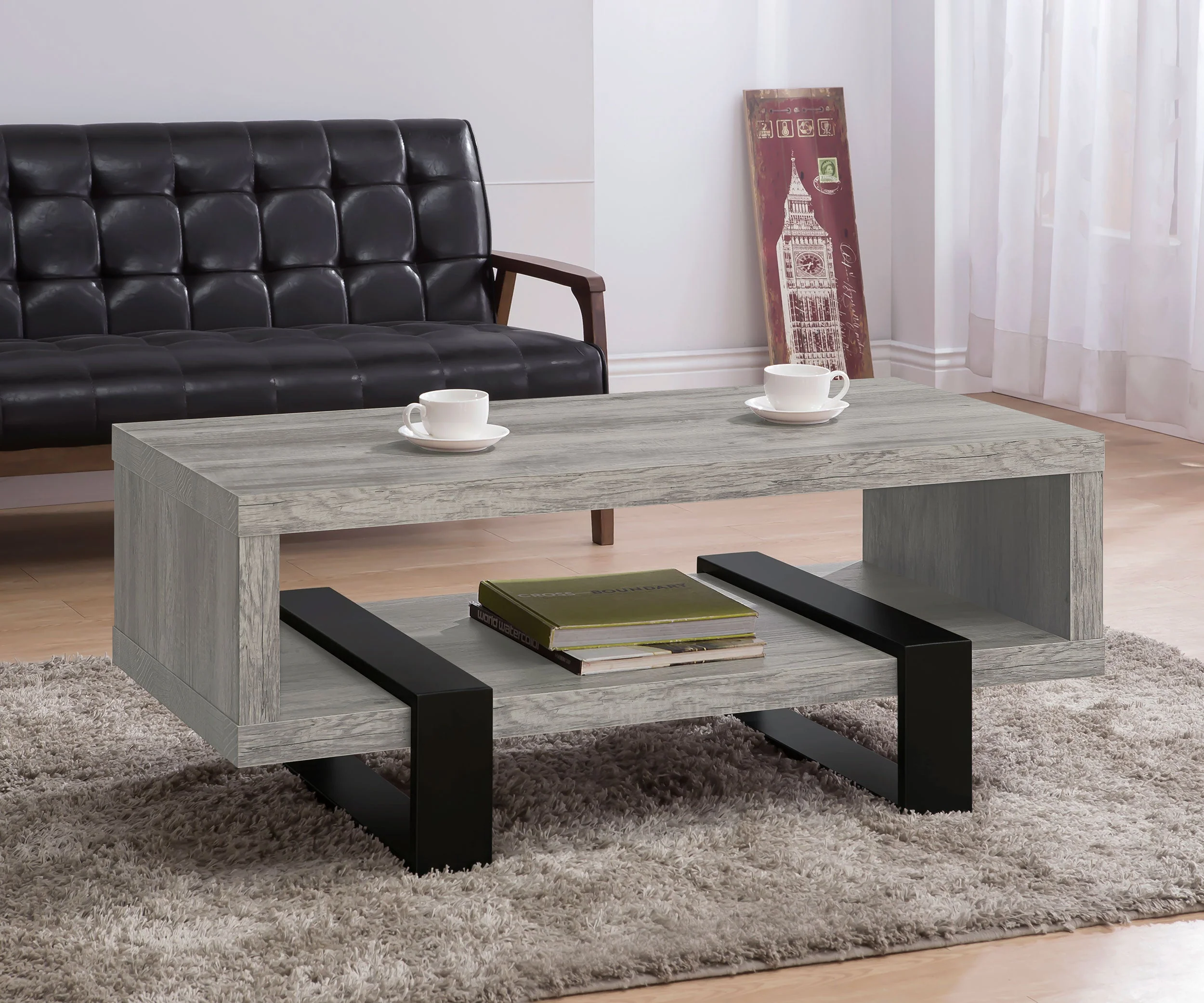 Dinard Engineered Wood Coffee Table Grey Driftwood - Image 3