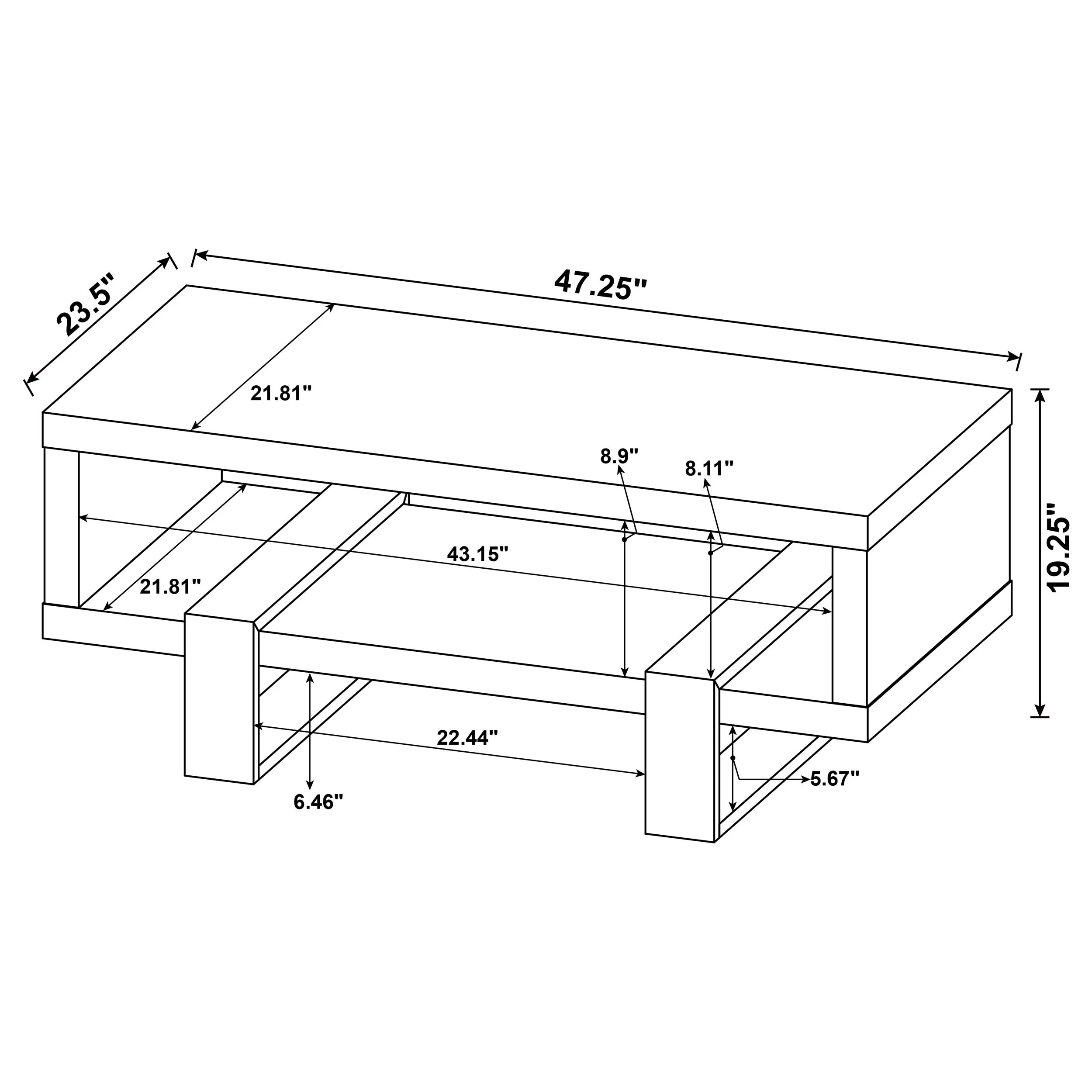 Dinard Engineered Wood Coffee Table Grey Driftwood - Image 8