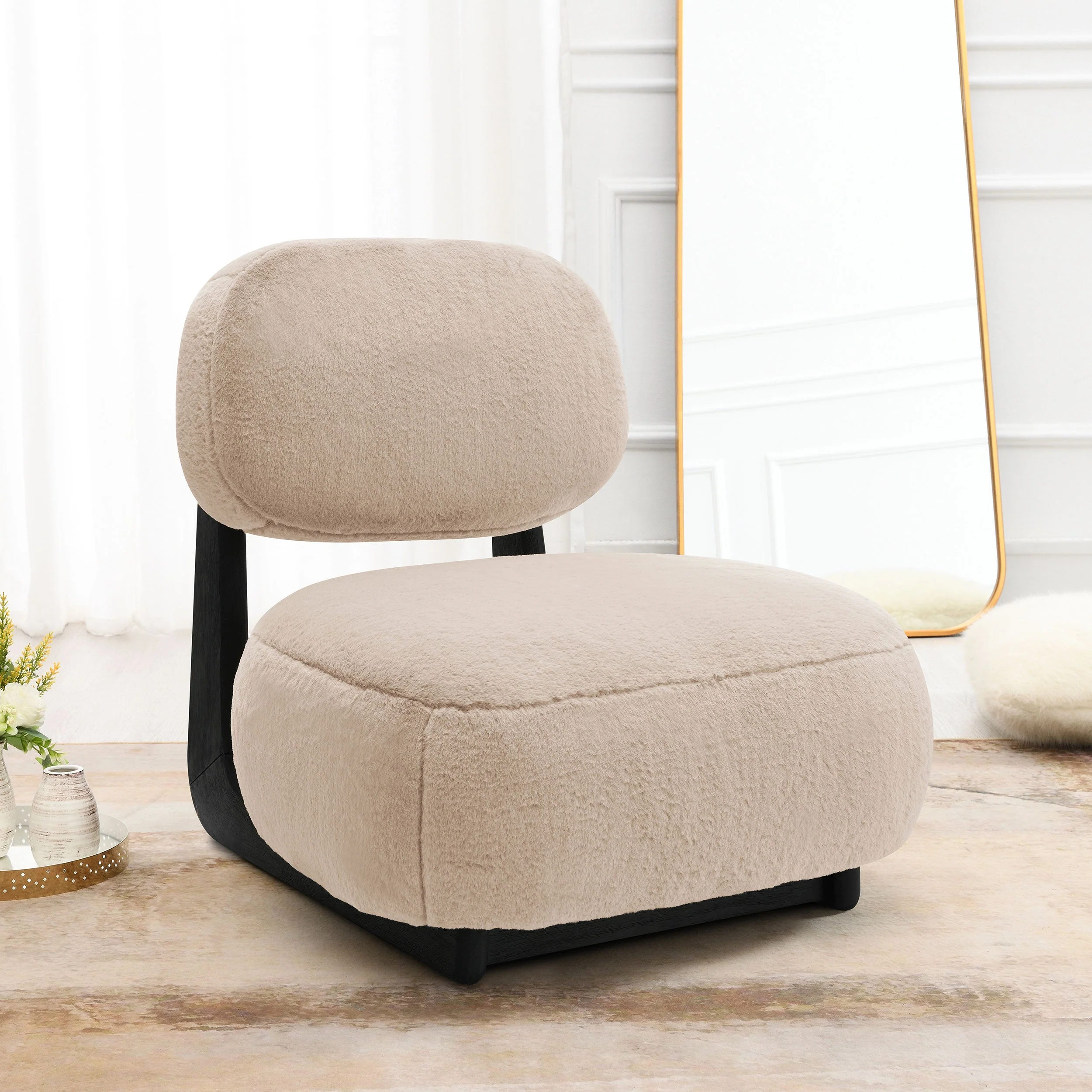 Duffie Upholstered Armless Accent Chair Camel - Image 3