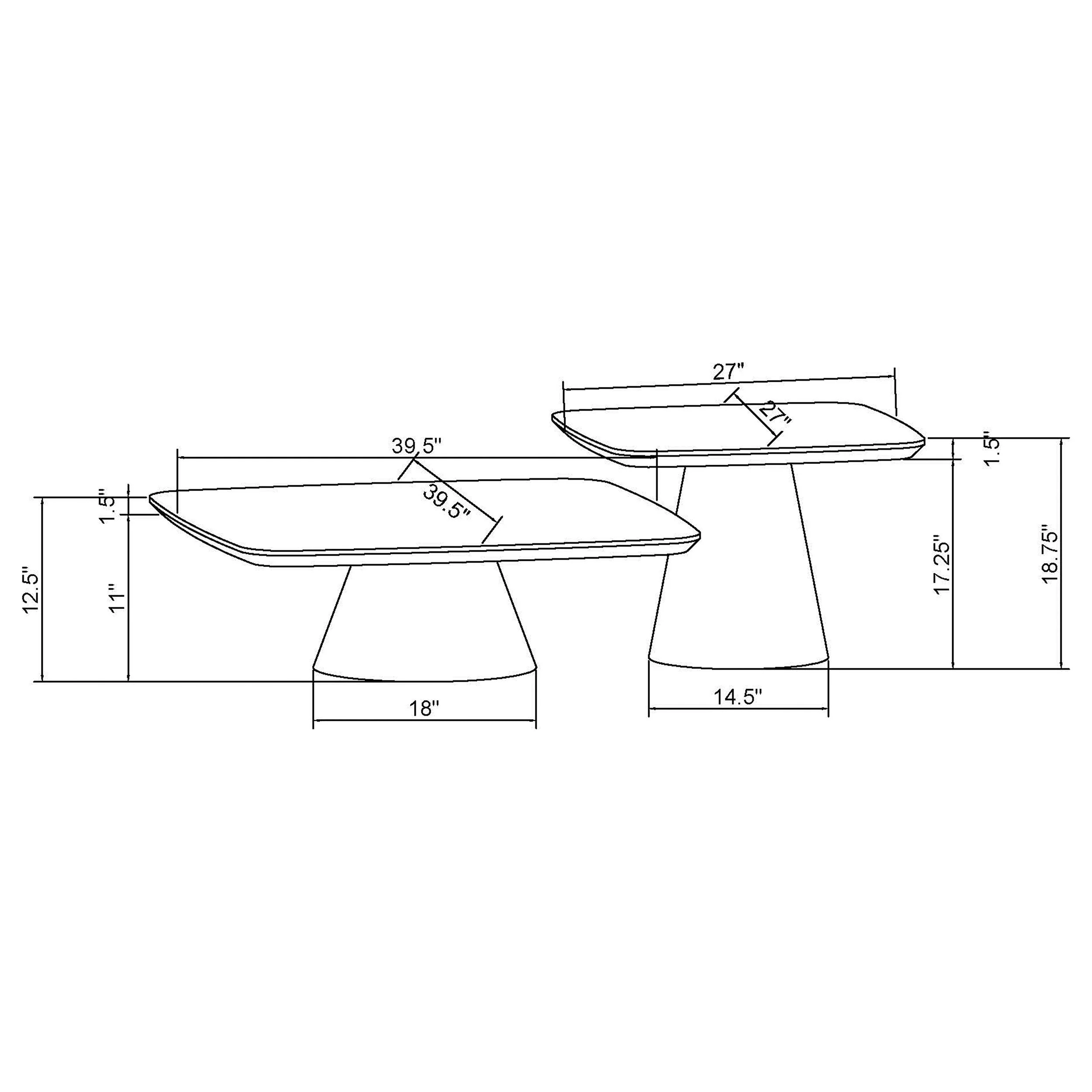 Eason 2-piece Coffee Table Set Walnut and Black - Image 11
