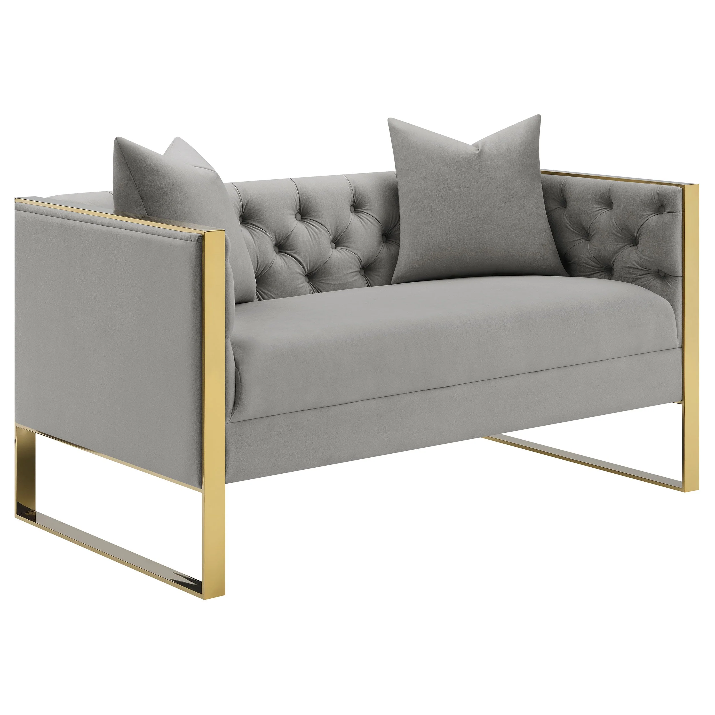 Eastbrook Velvet Upholstered Tufted Loveseat Grey - Image 2
