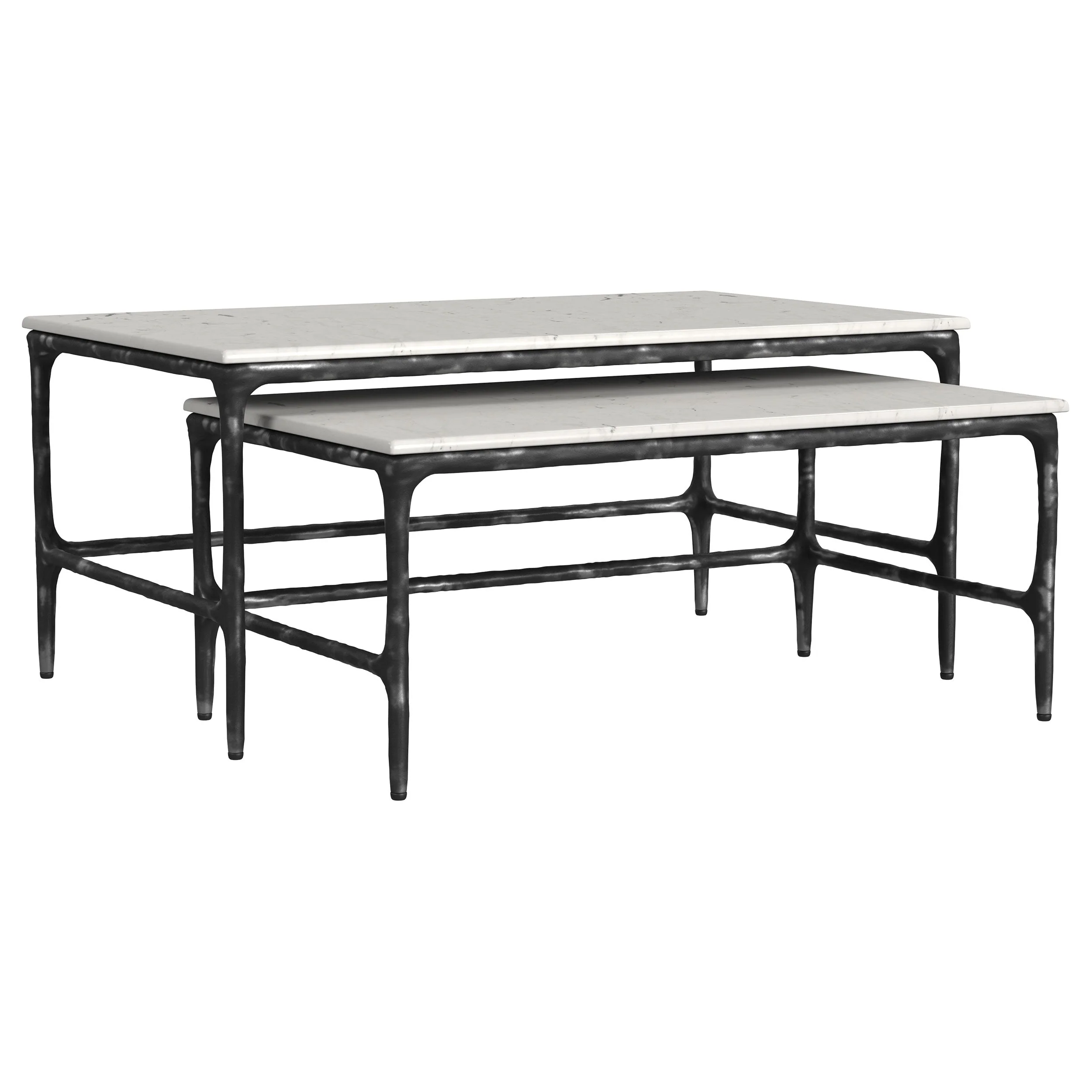 Ebby 2-piece Genuine Marble Top Nesting Coffee Tables White - Image 2