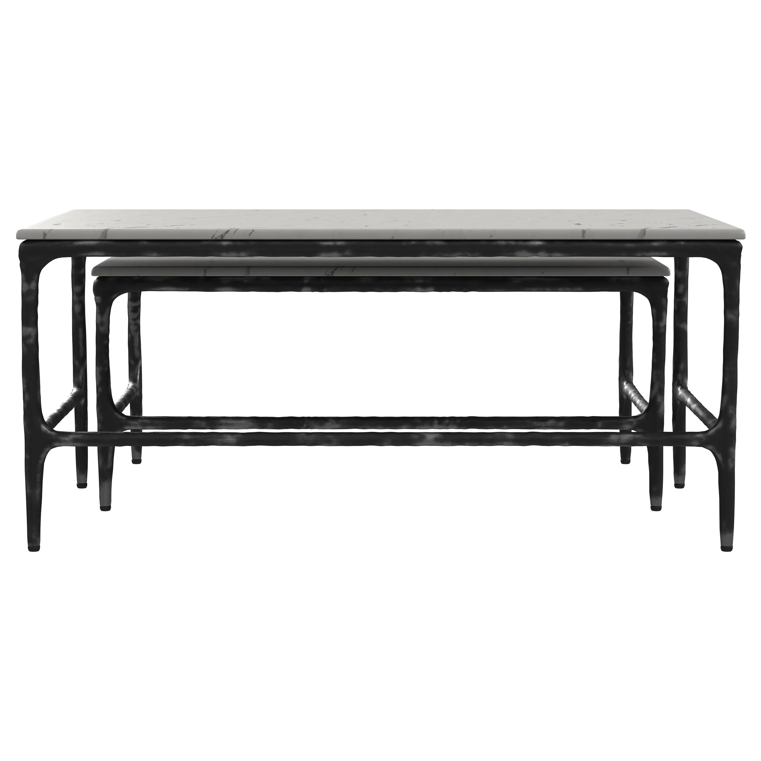 Ebby 2-piece Genuine Marble Top Nesting Coffee Tables White - Image 8