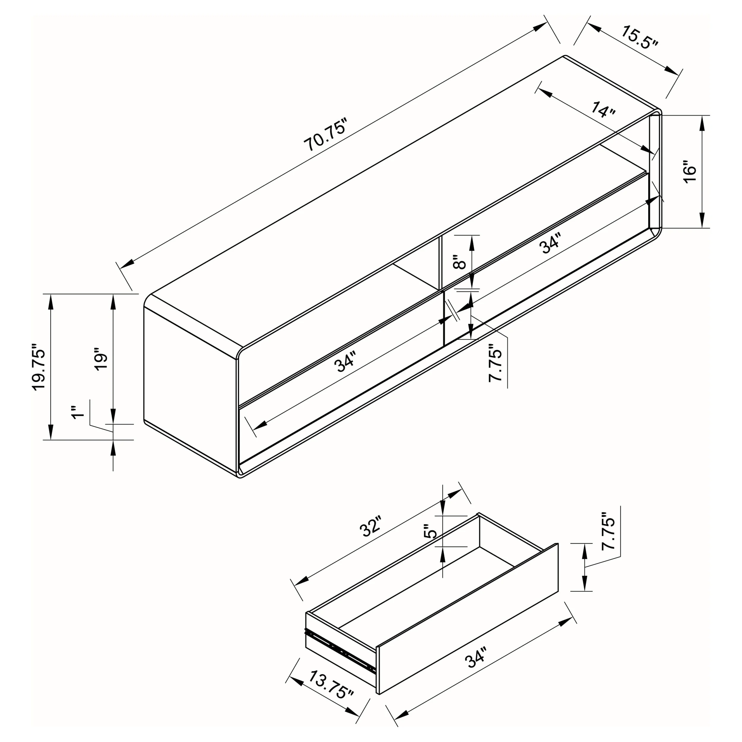 Ellice 71-inch TV Stand Media Console White - Image 10