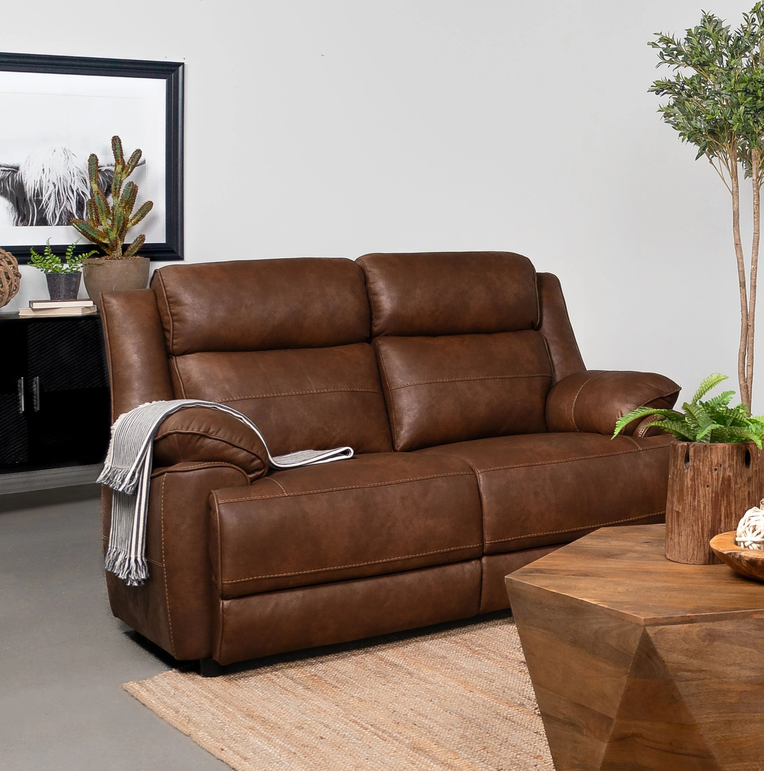 Ellington Upholstered Padded Arm Loveseat Dark Brown - Image 3