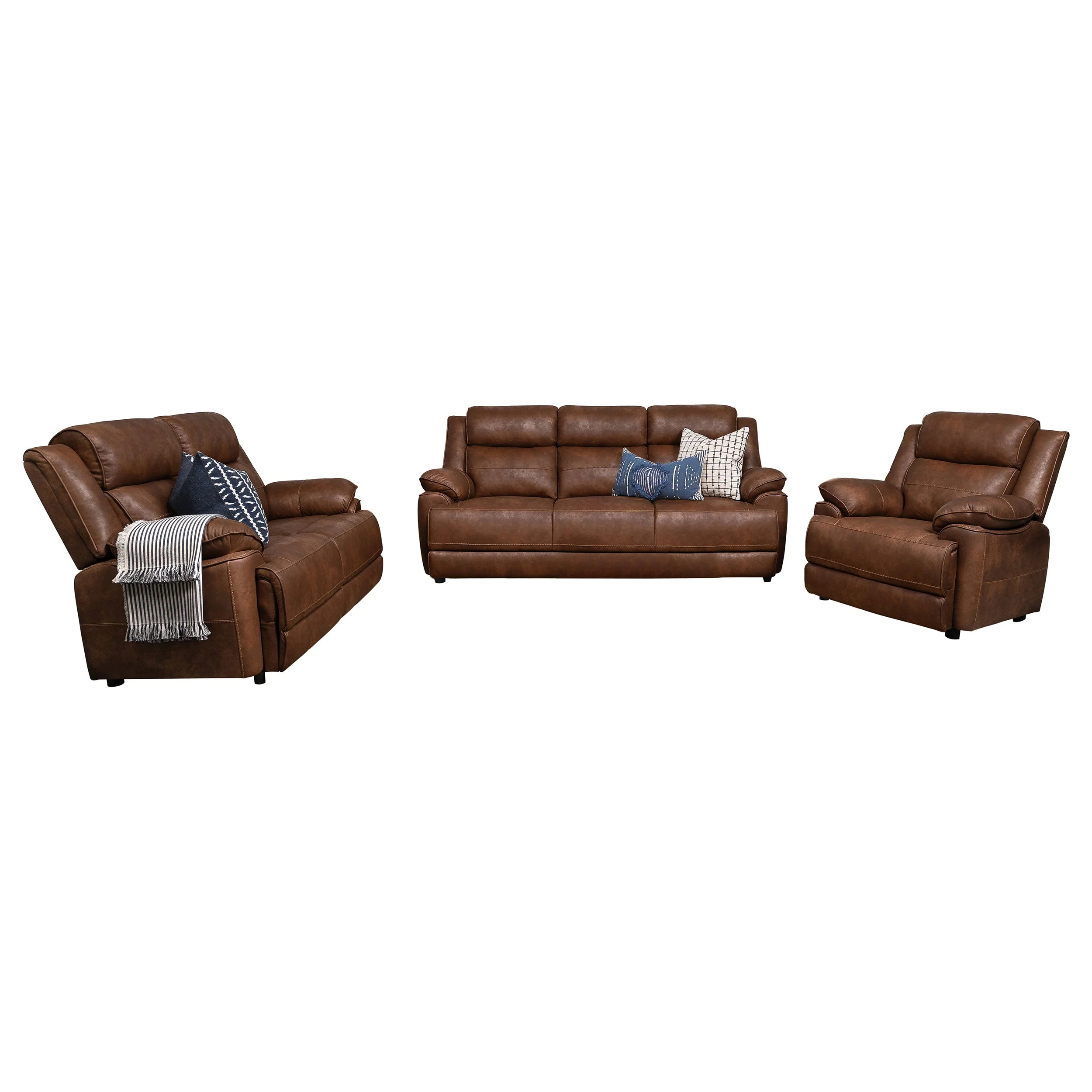 Ellington Upholstered Padded Arm Sofa Set Dark Brown - Image 6