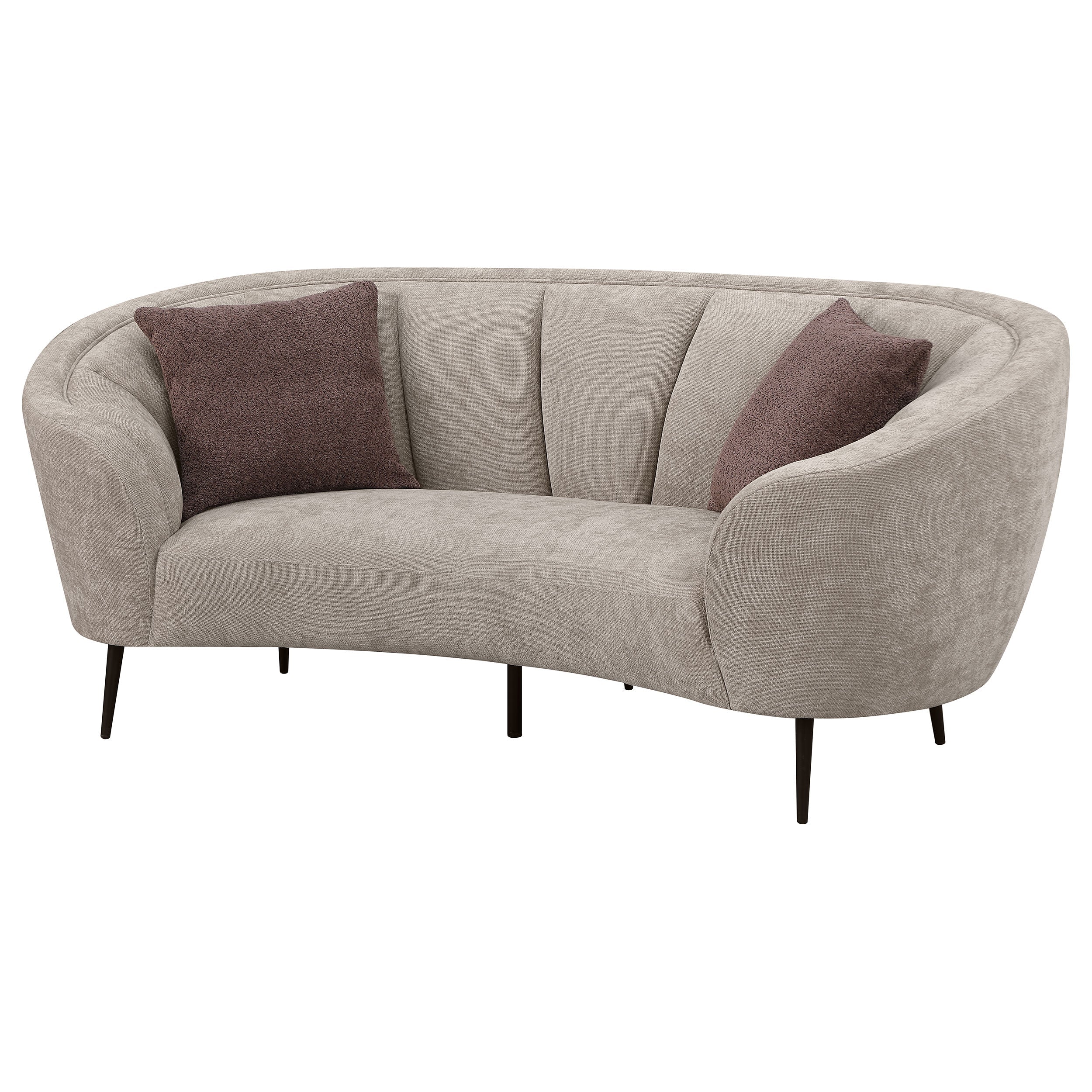 Ellorie Upholstered Channel Back Curved Loveseat Beige - Image 5