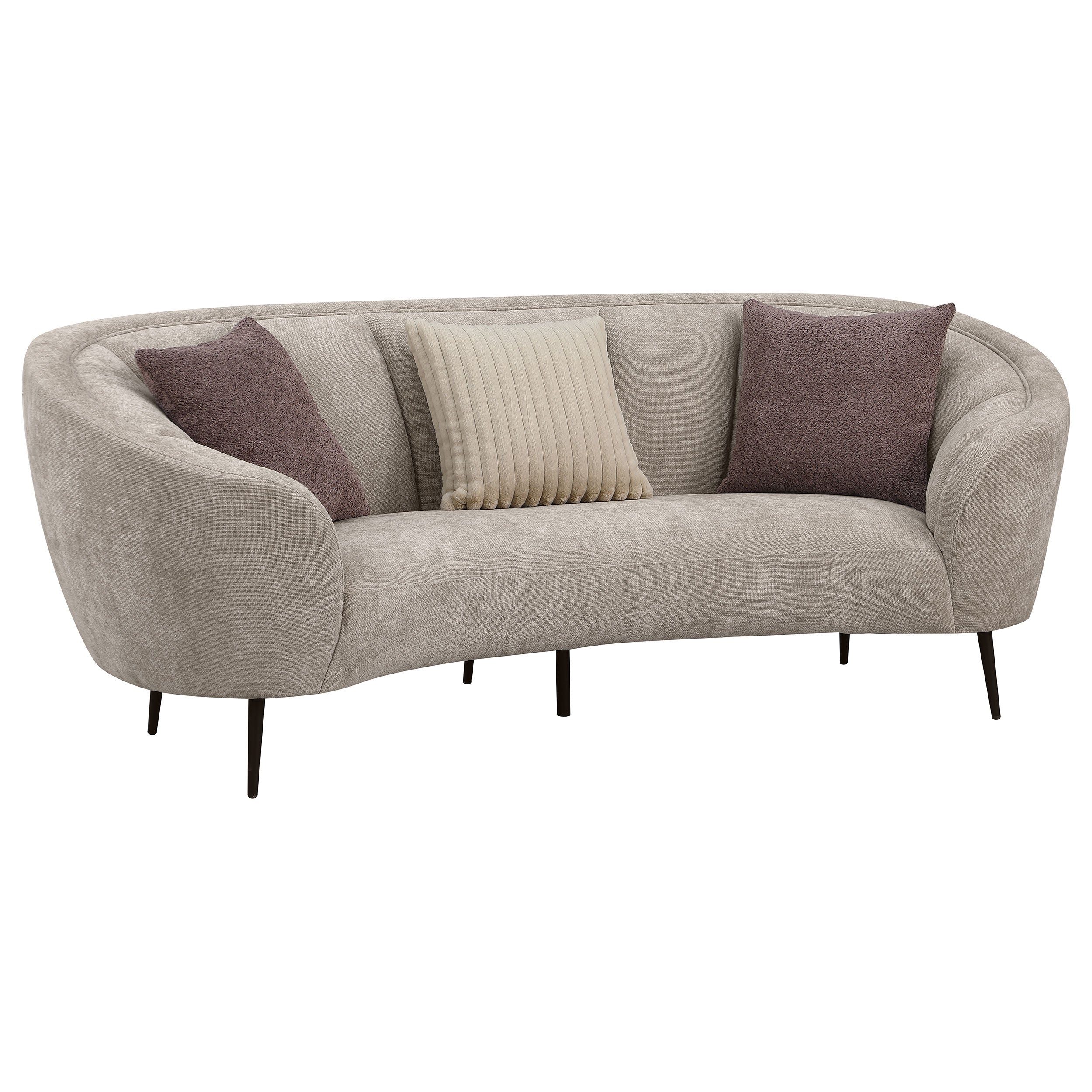 Ellorie Upholstered Channel Back Curved Sofa Beige - Image 2