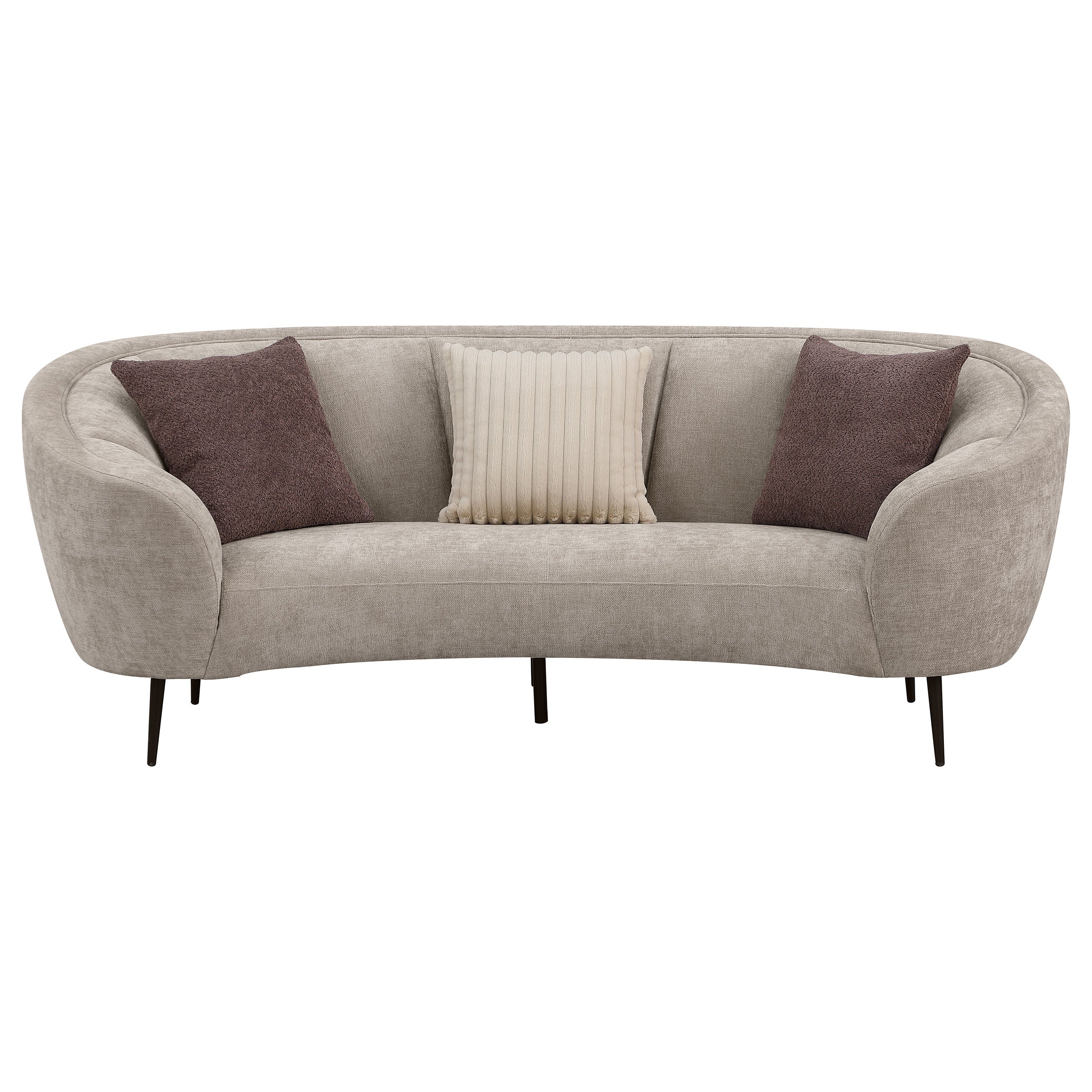 Ellorie Upholstered Channel Back Curved Sofa Beige - Image 4