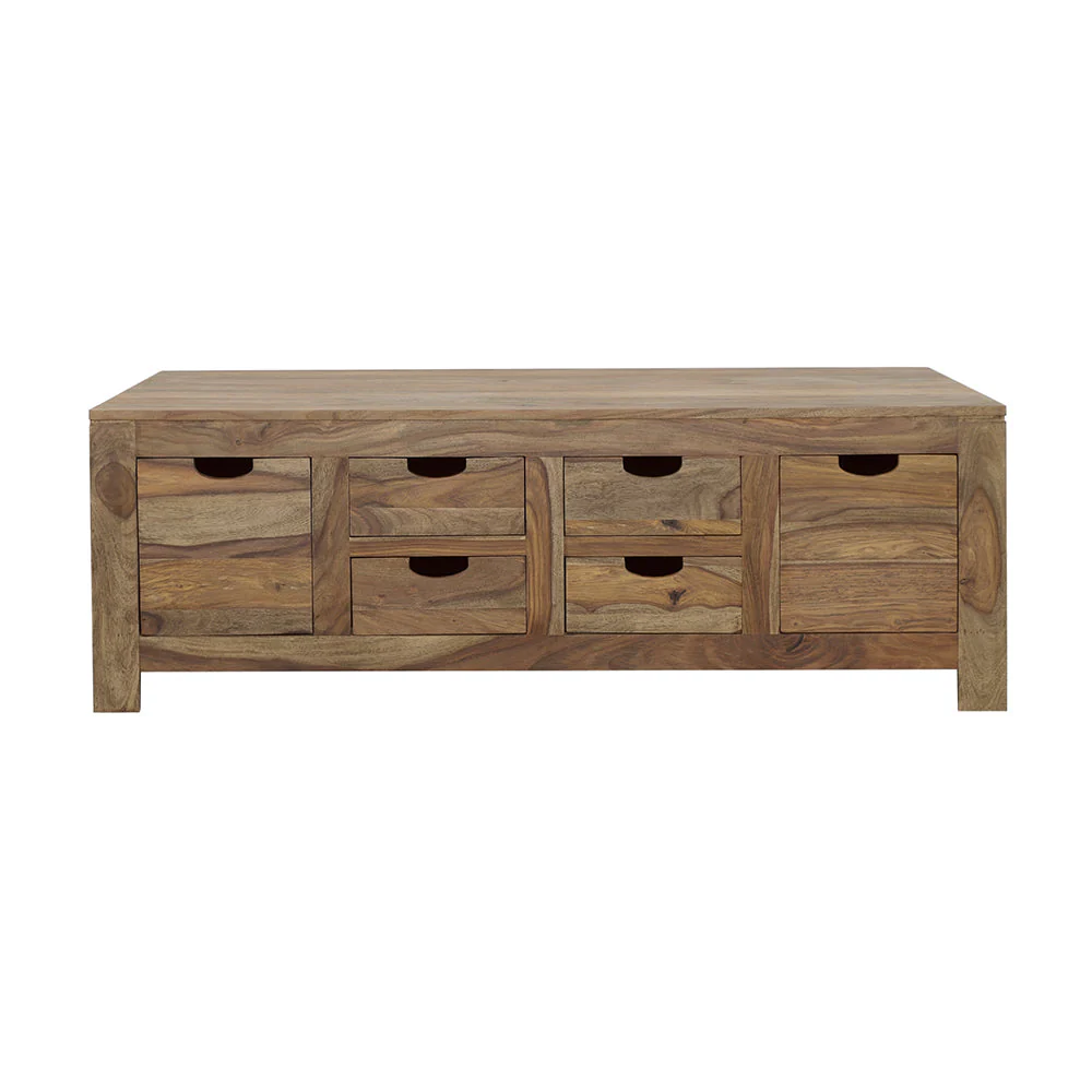 Esther 6-drawer Solid Wood Coffee Table Natural Sheesham - Image 4