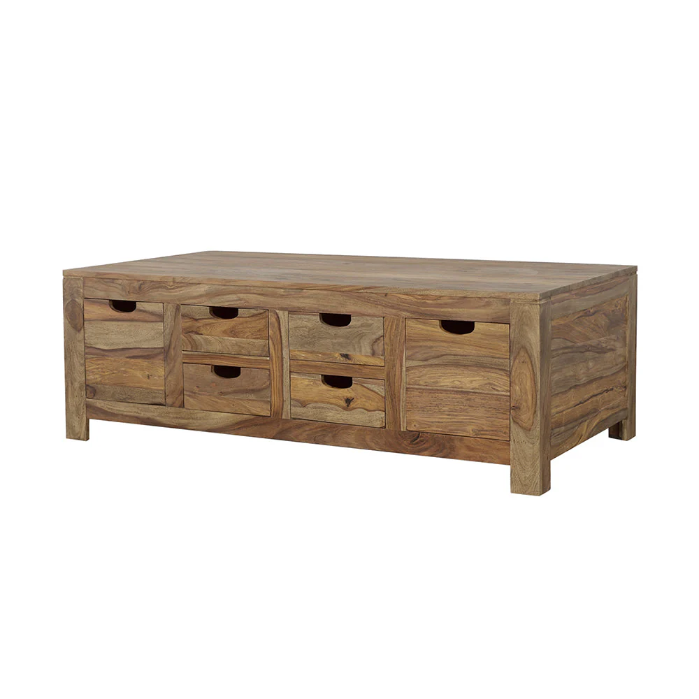 Esther 6-drawer Solid Wood Coffee Table Natural Sheesham - Image 5