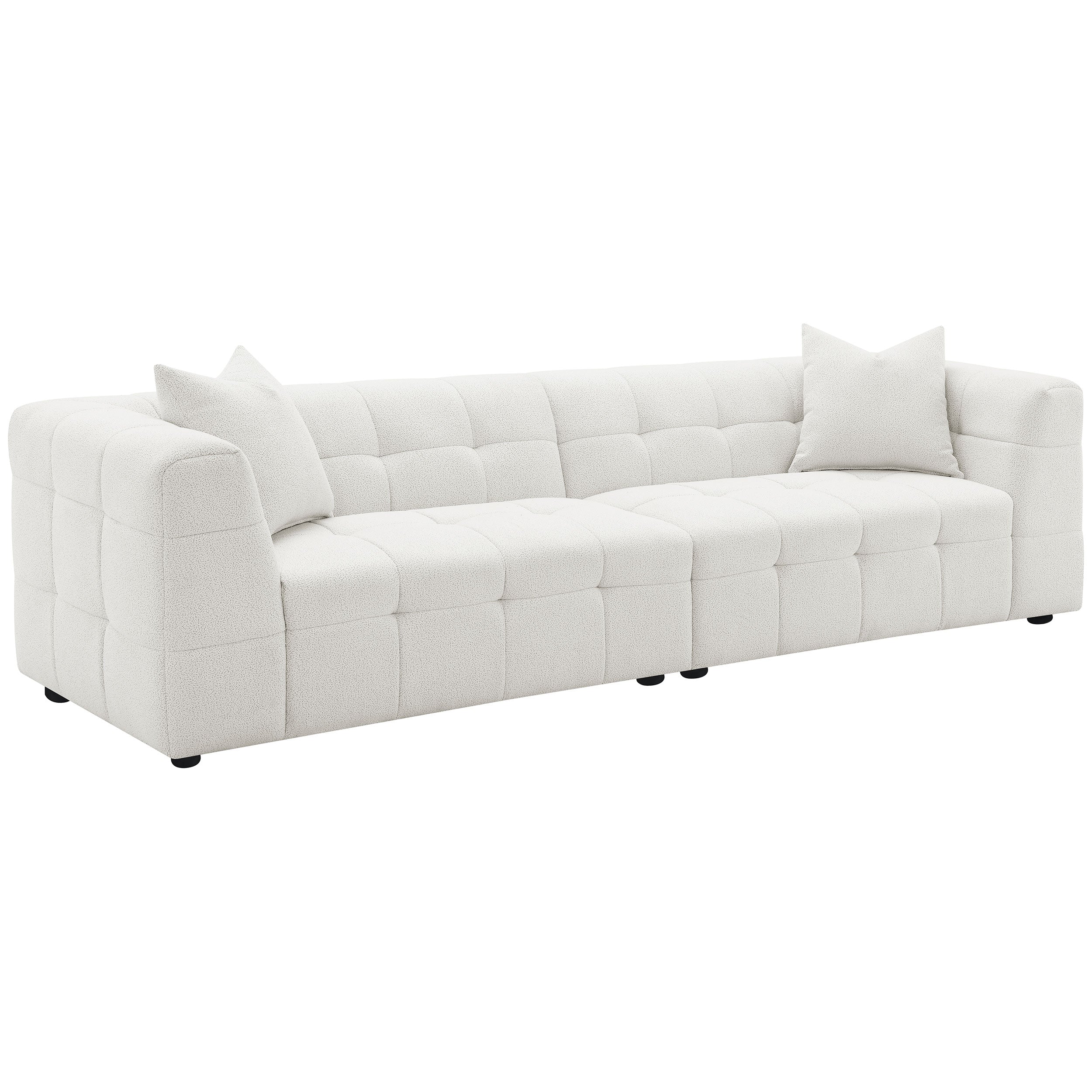 Everly Boucle Upholstered Extra Long Sofa Off White - Image 2