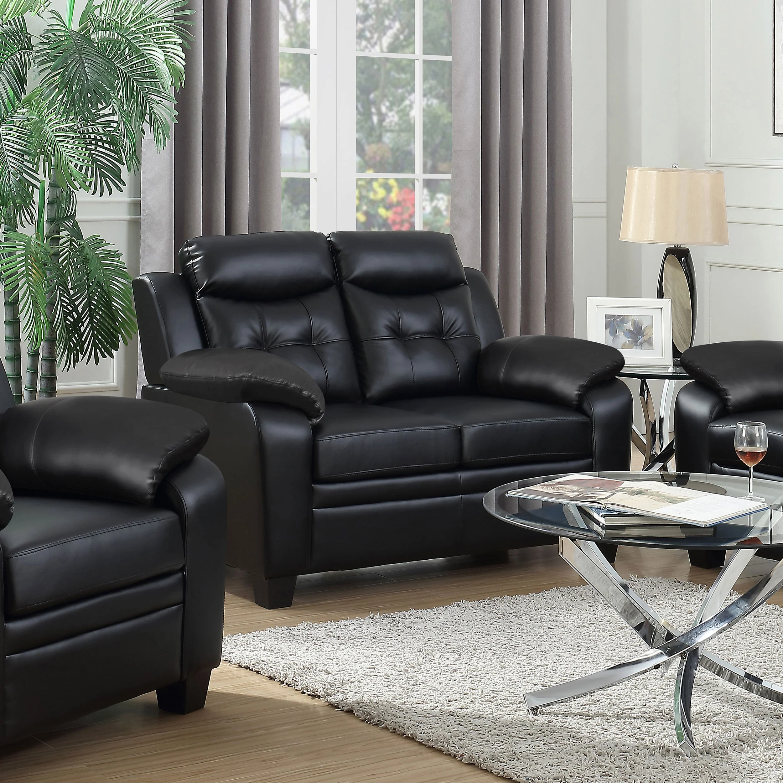 Finley Upholstered Padded Arm Tufted Loveseat Black - Image 3