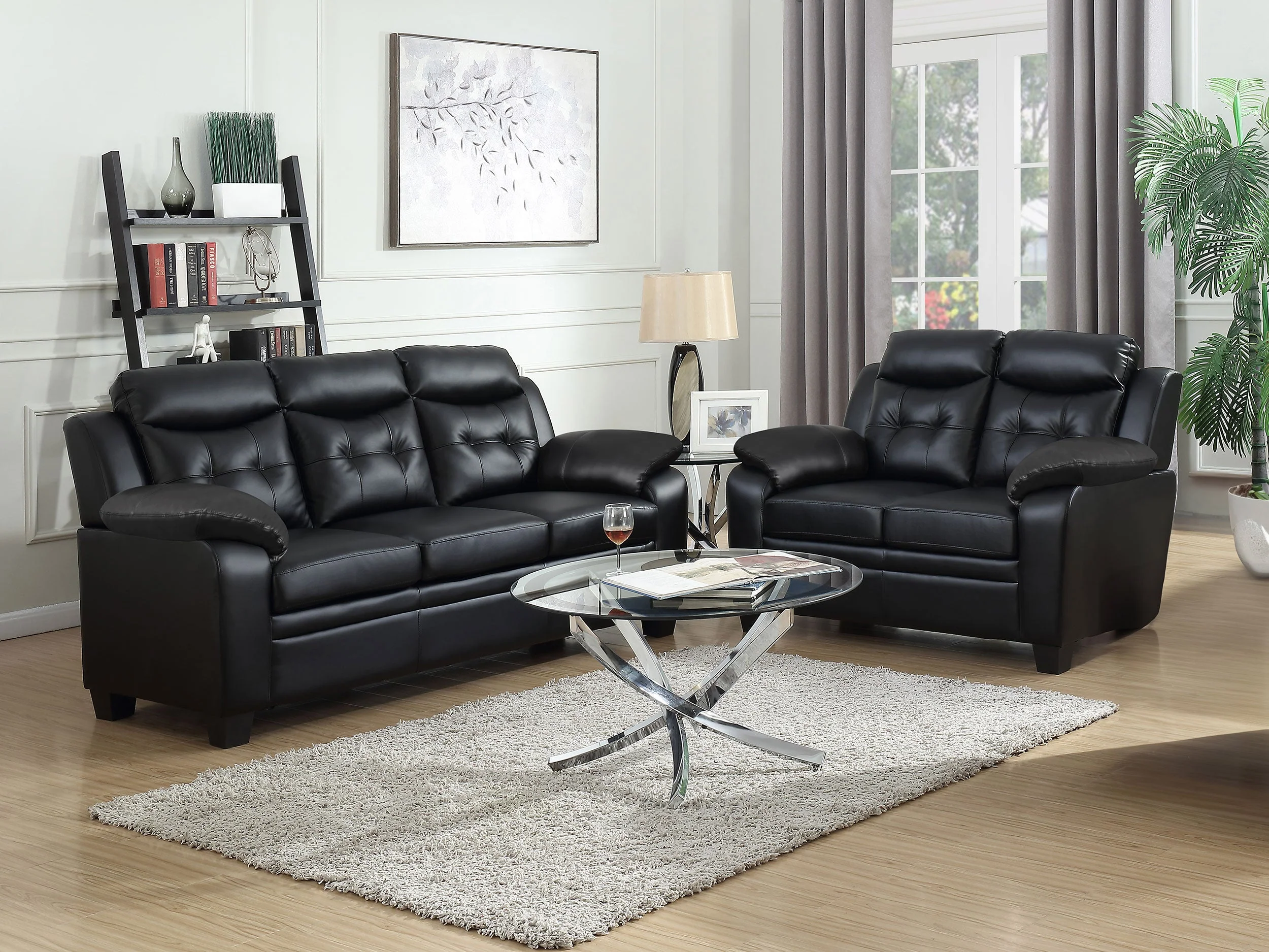 Finley Upholstered Padded Arm Tufted Sofa Set - Image 3