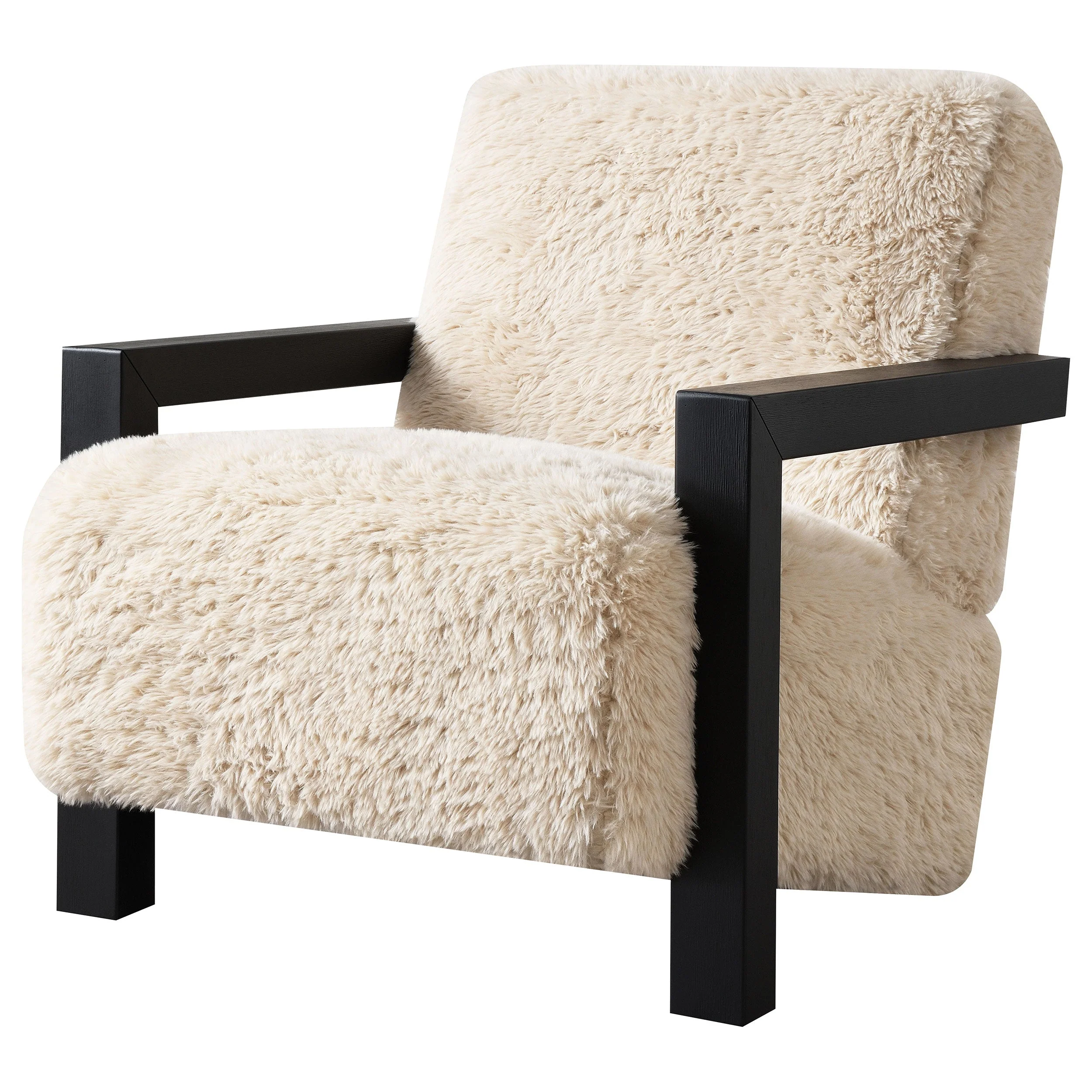 Fitzroy Faux Fur Upholstered Chair Solid Wood Arms - Image 13