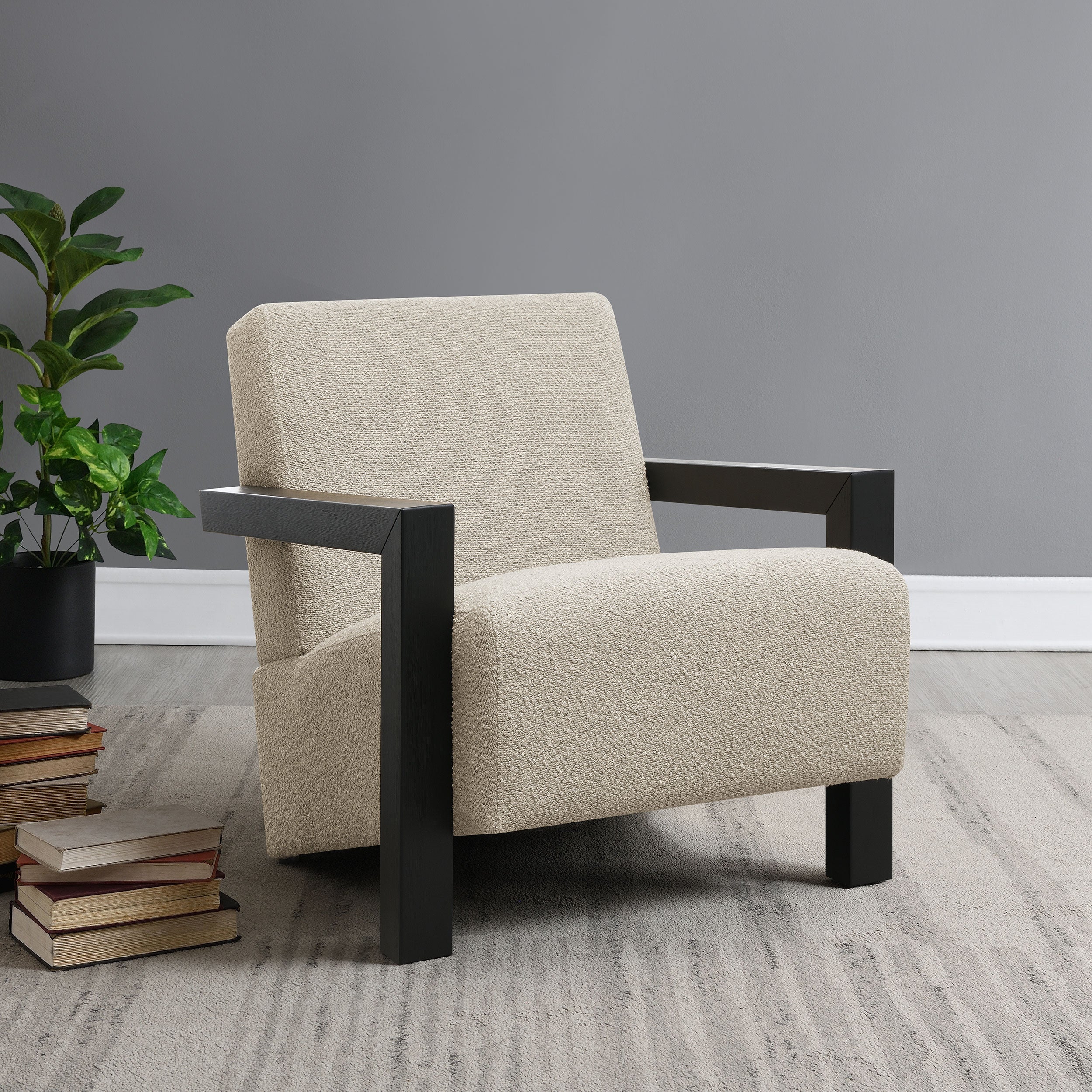 Fitzroy Faux Fur Upholstered Chair Solid Wood Arms - Image 9